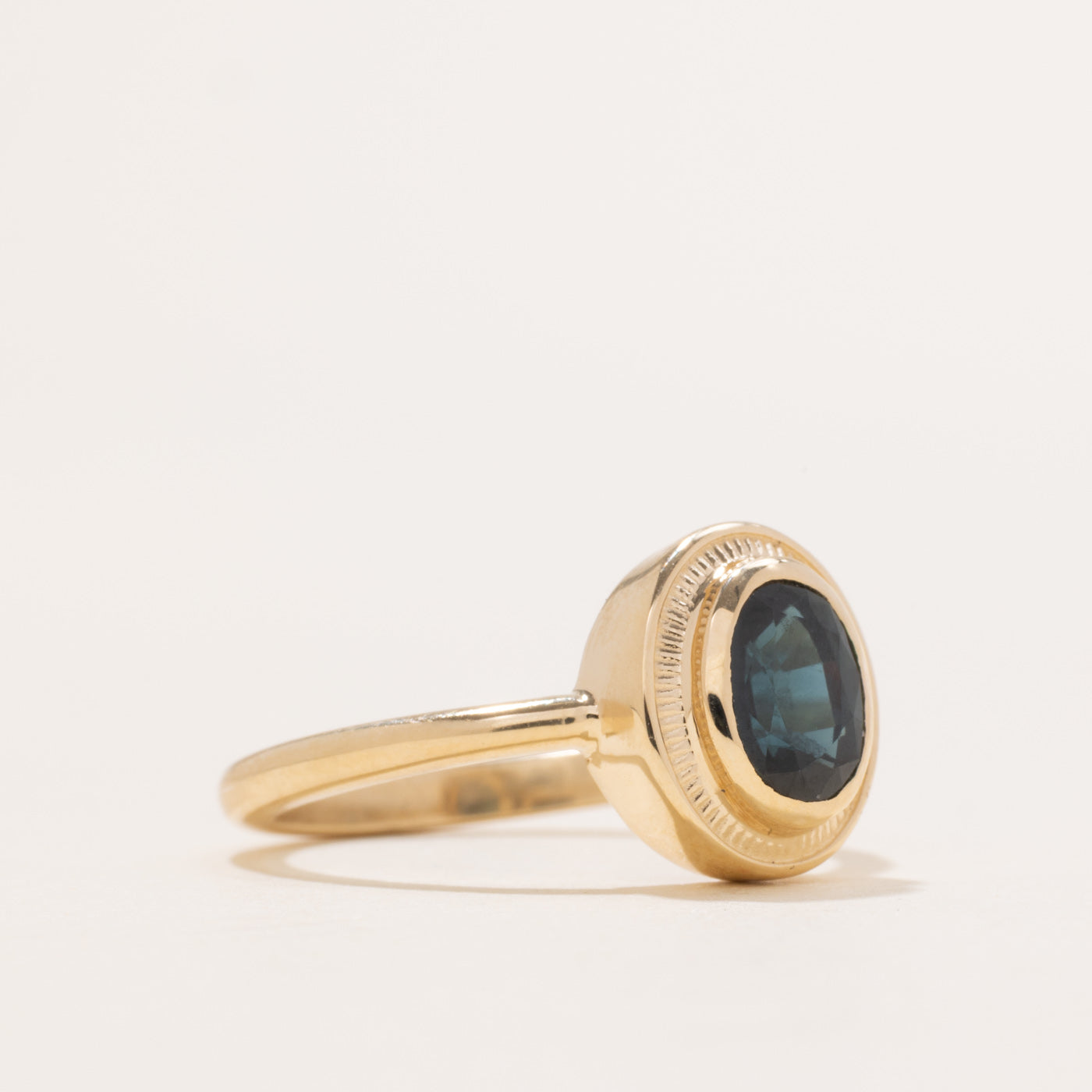 '100 Ways' 10k Yellow Gold Oval Sapphire Bezel Set Ring | 1.28ct | SZ 6.5