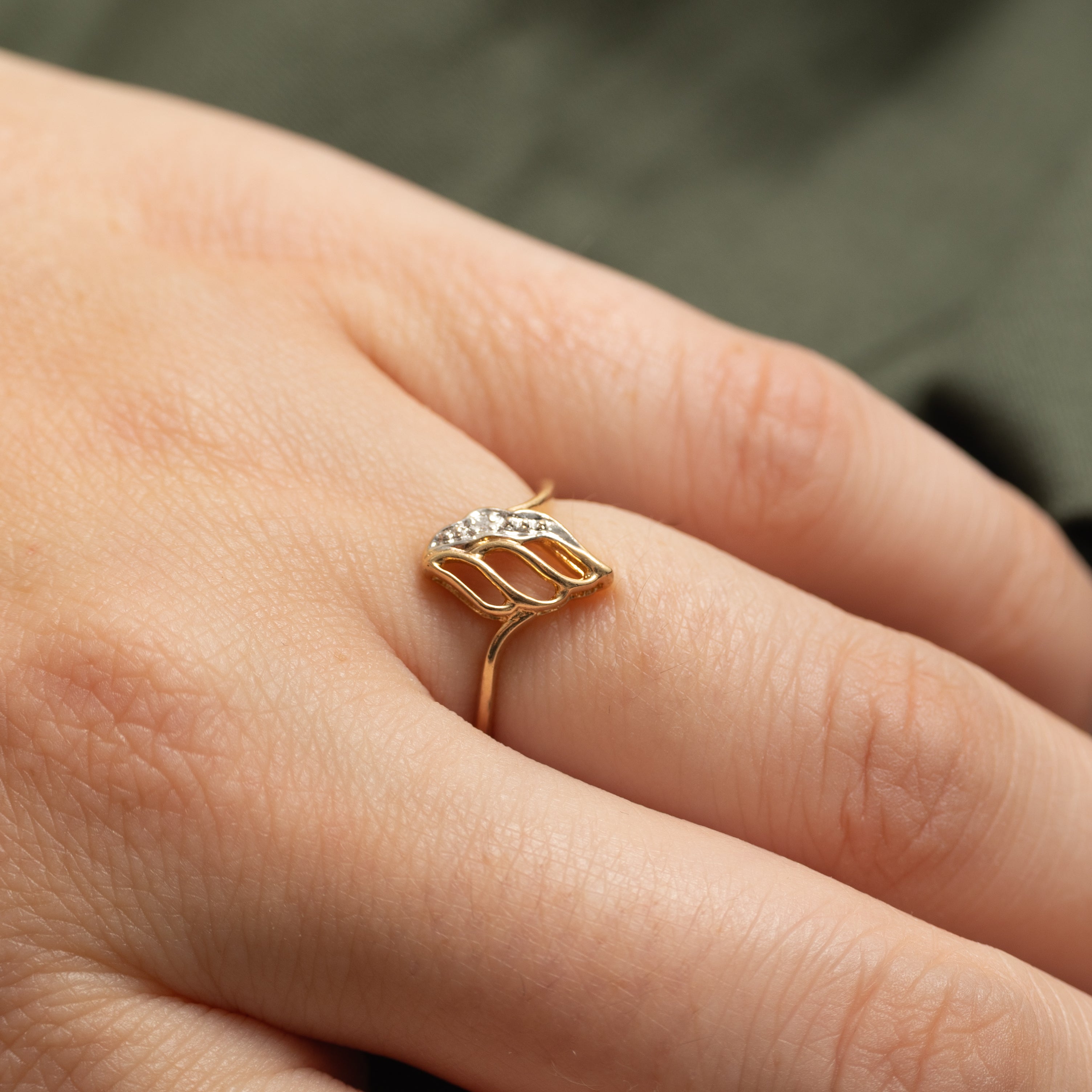 Diamond Openwork Leaf Ring | SZ 4.75