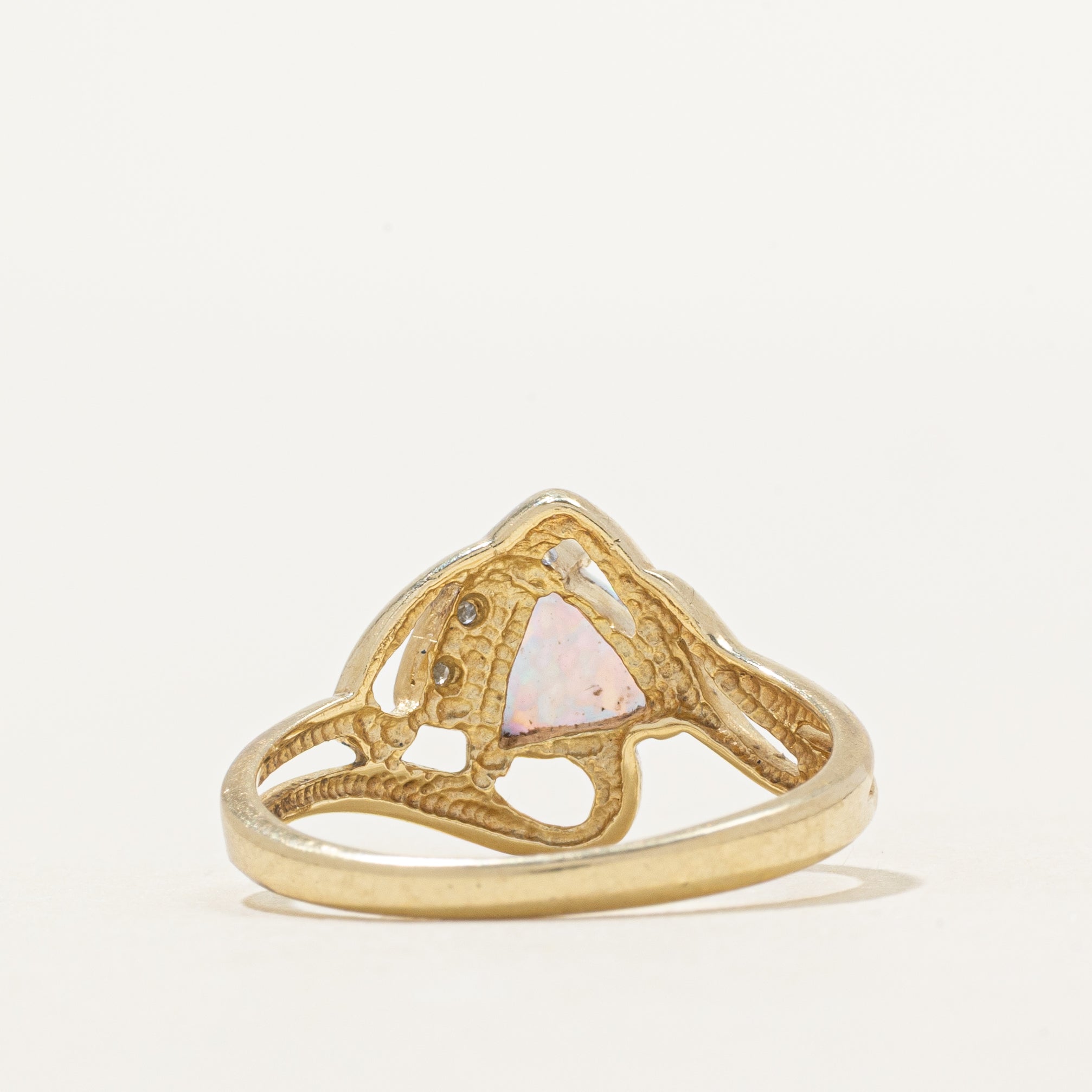 Trillion Cut Opal & Diamond Openwork Ring | 0.22ct, 0.004ctw | SZ 7