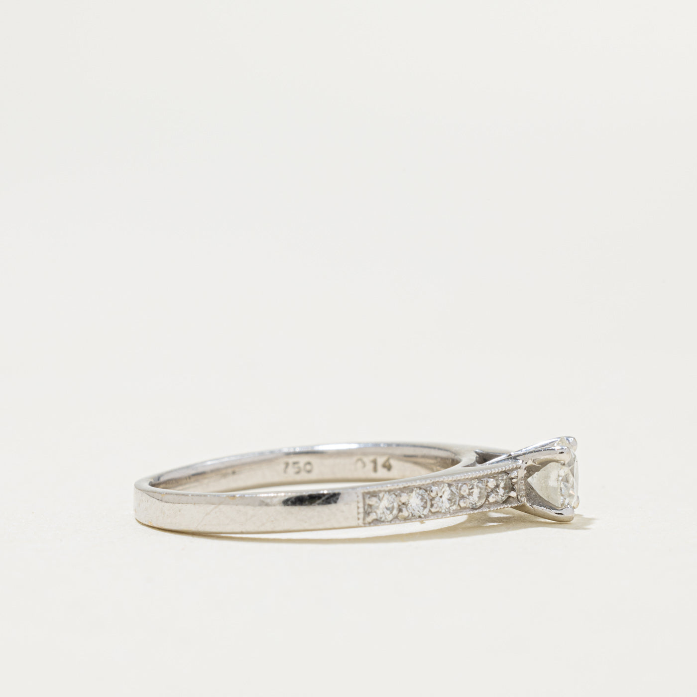 18k Diamond Milgrained Engagement Ring | 0.36ctw | SZ 5