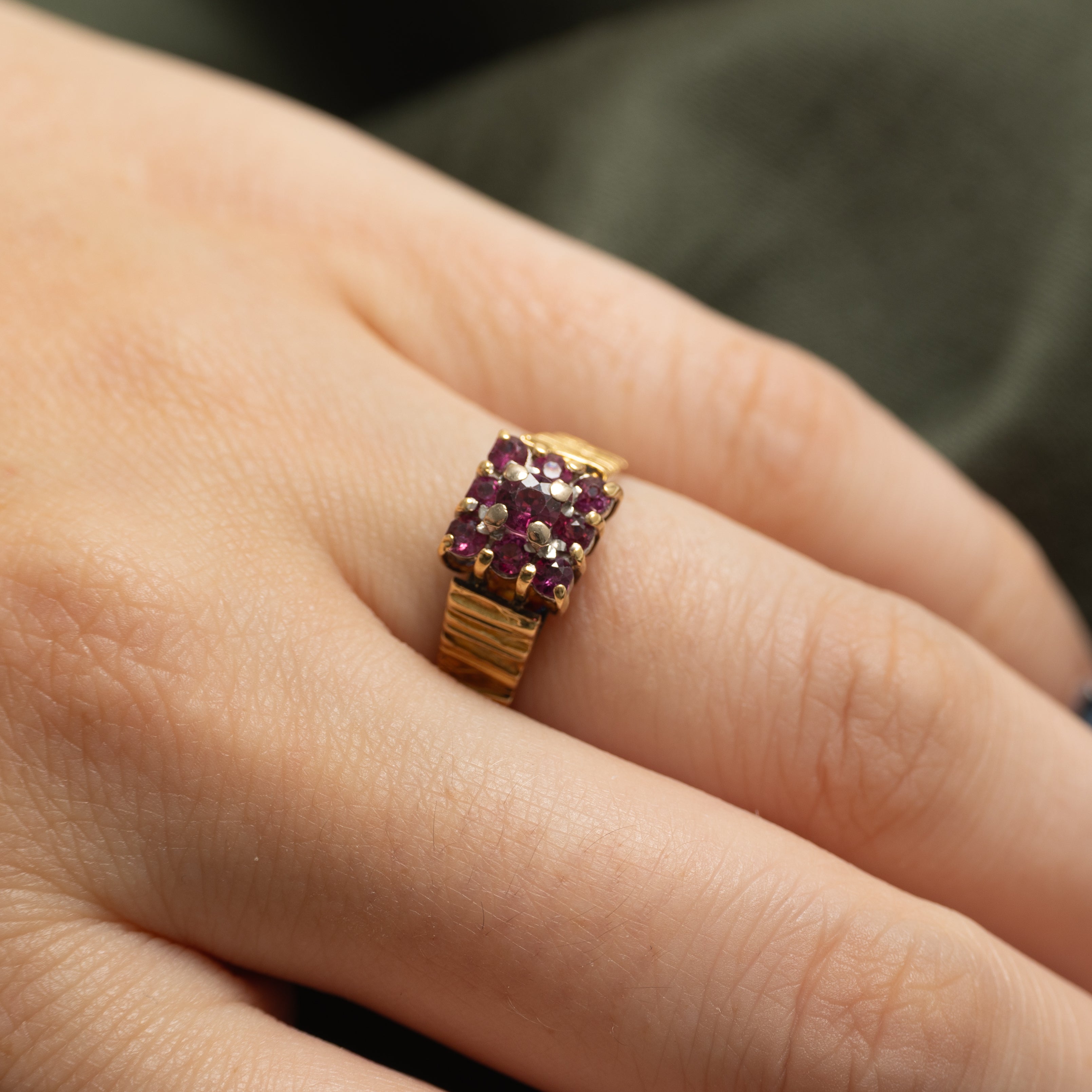 'Birks' 18k Ruby Grid Textured Ring | 0.56ctw | SZ 6