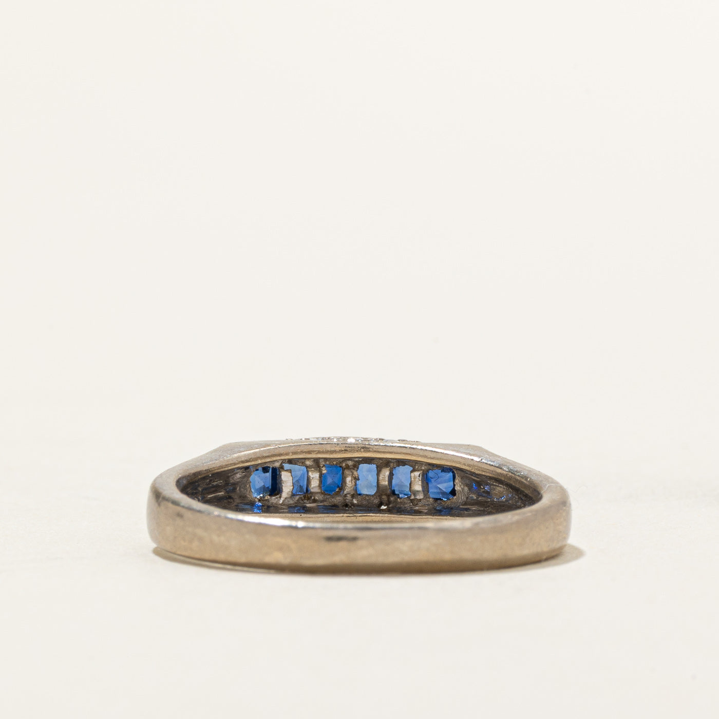 18k Channel Set Sapphire & Diamond Accented Ring | 0.30ct, 0.10ctw | SZ 6.50