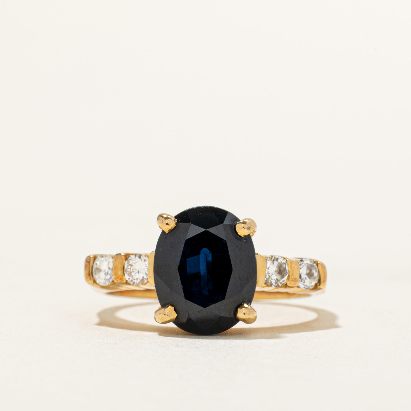 18k Oval Cut Sapphire & Diamond Accented Ring | 4.00ct, 0.21ctw | SZ 6