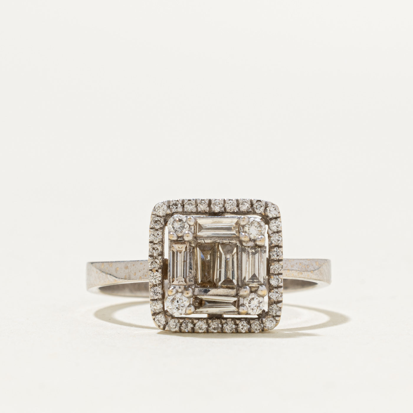 18k Diamond Geometric Cluster Halo Ring | 0.75ctw | SZ 6.75