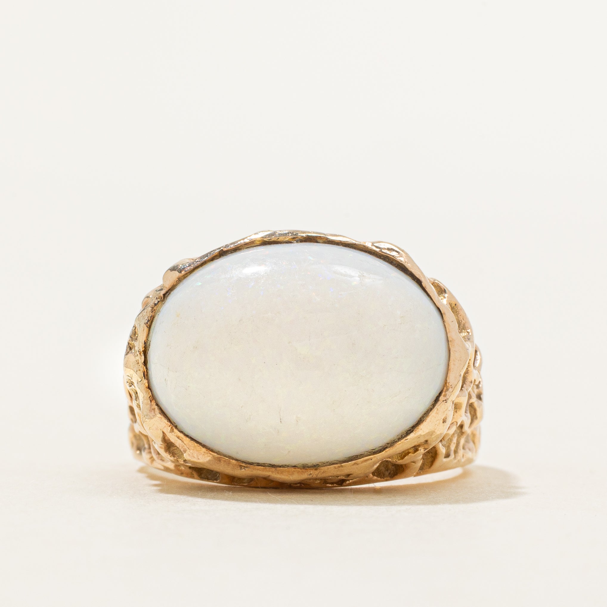 Cabochon Opal Textured Cocktail Ring | 6.90ct | SZ 7.5
