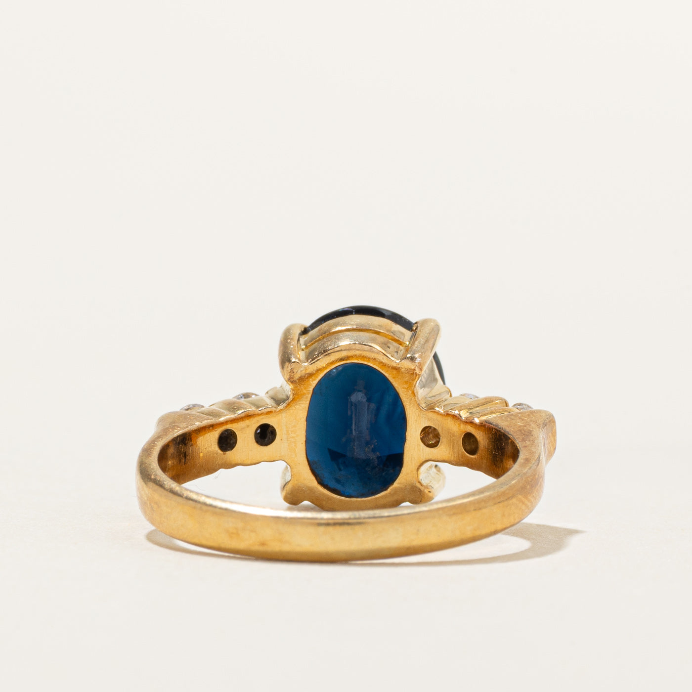 18k Oval Cut Sapphire & Diamond Accented Ring | 4.00ct, 0.21ctw | SZ 6