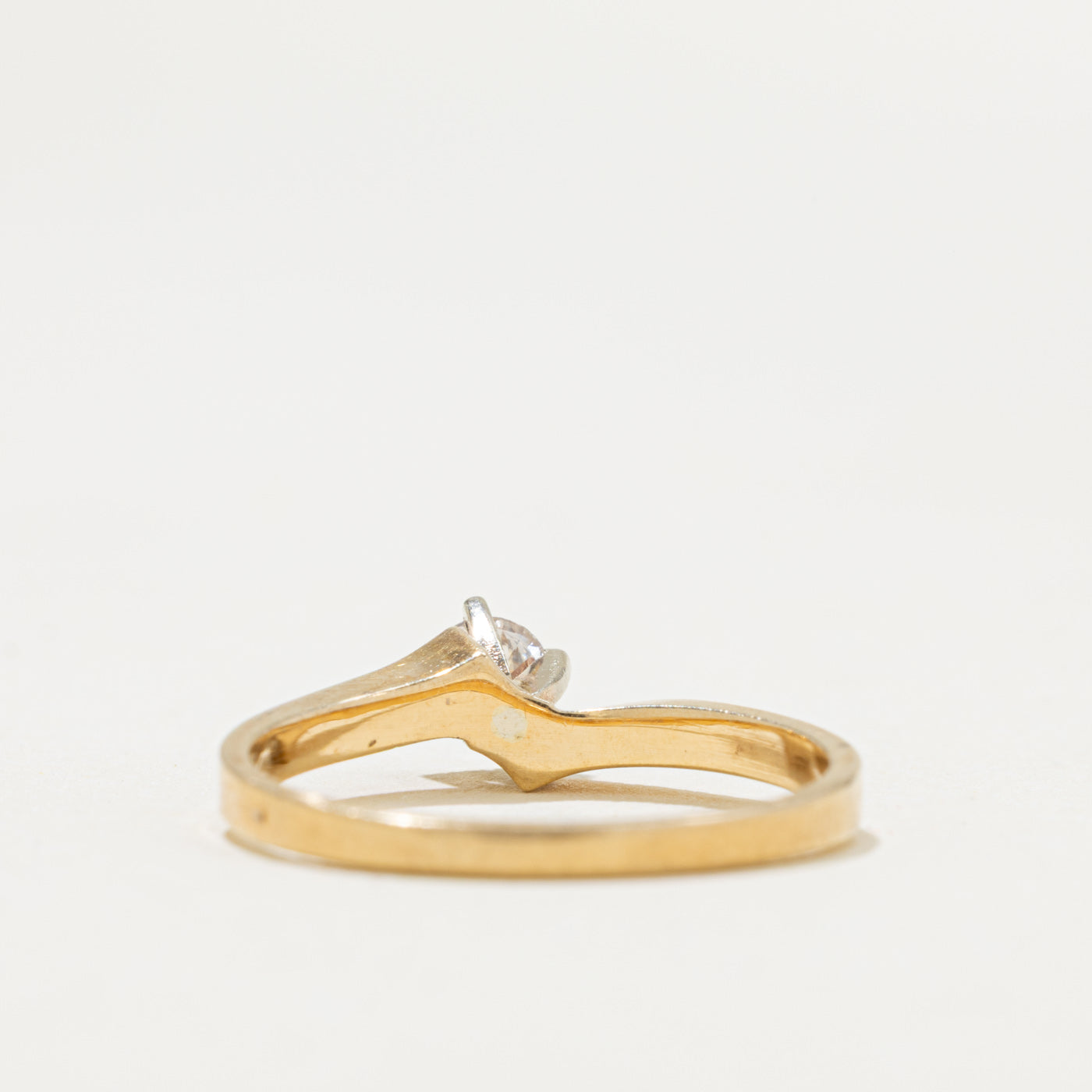 14k Solitaire Diamond Grooved Bypass Ring | 0.22ct | SZ 6