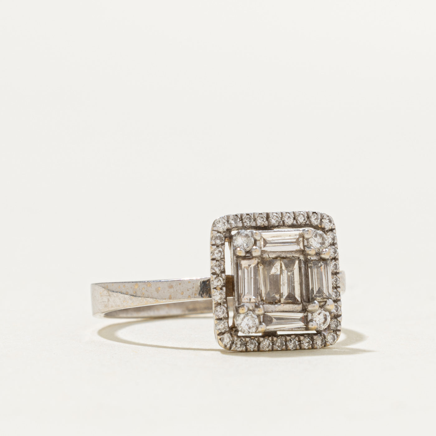 18k Diamond Geometric Cluster Halo Ring | 0.75ctw | SZ 6.75