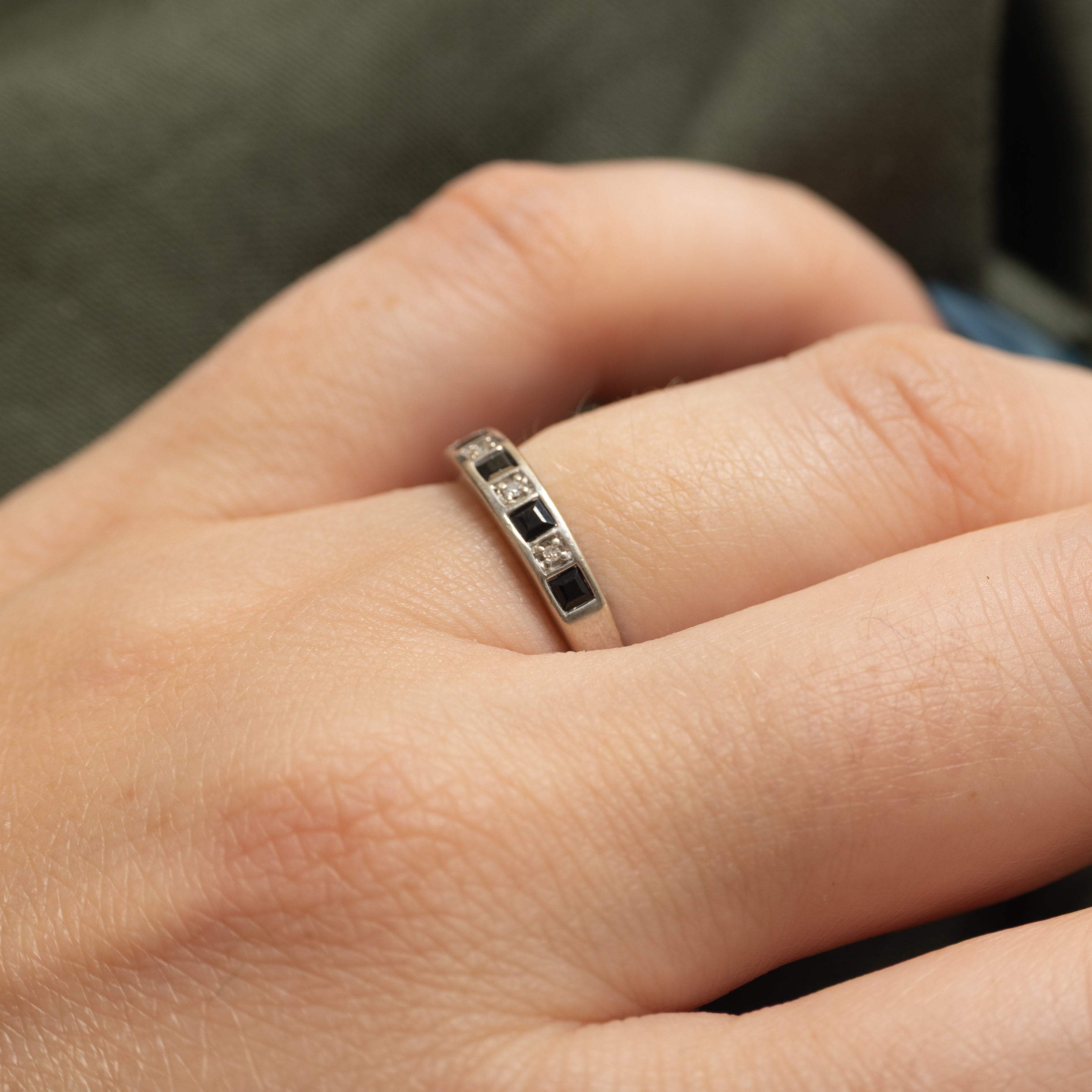 Semi-Eternity Sapphire & Diamond Ring | 0.20ctw, 0.02ctw | SZ 4.75