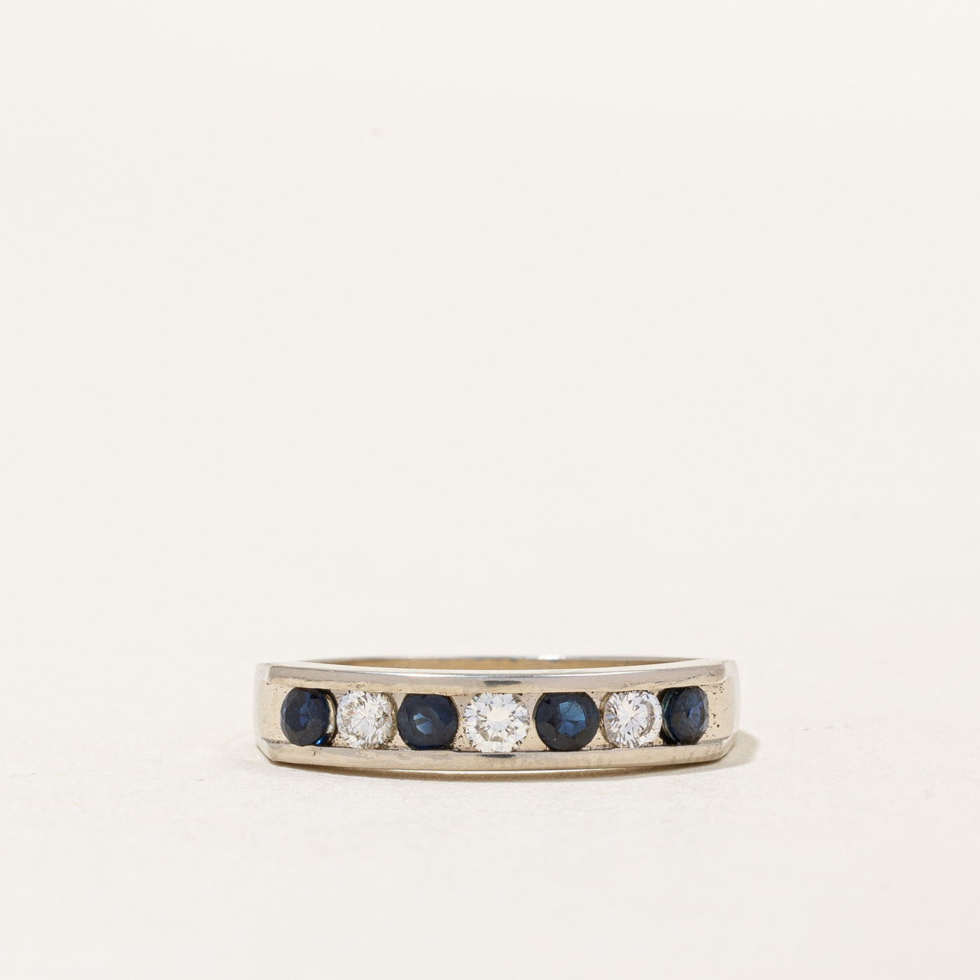 Channel Set Sapphire & Diamond Ring | 0.20ctw, 0.18ctw | SZ 6.5 |