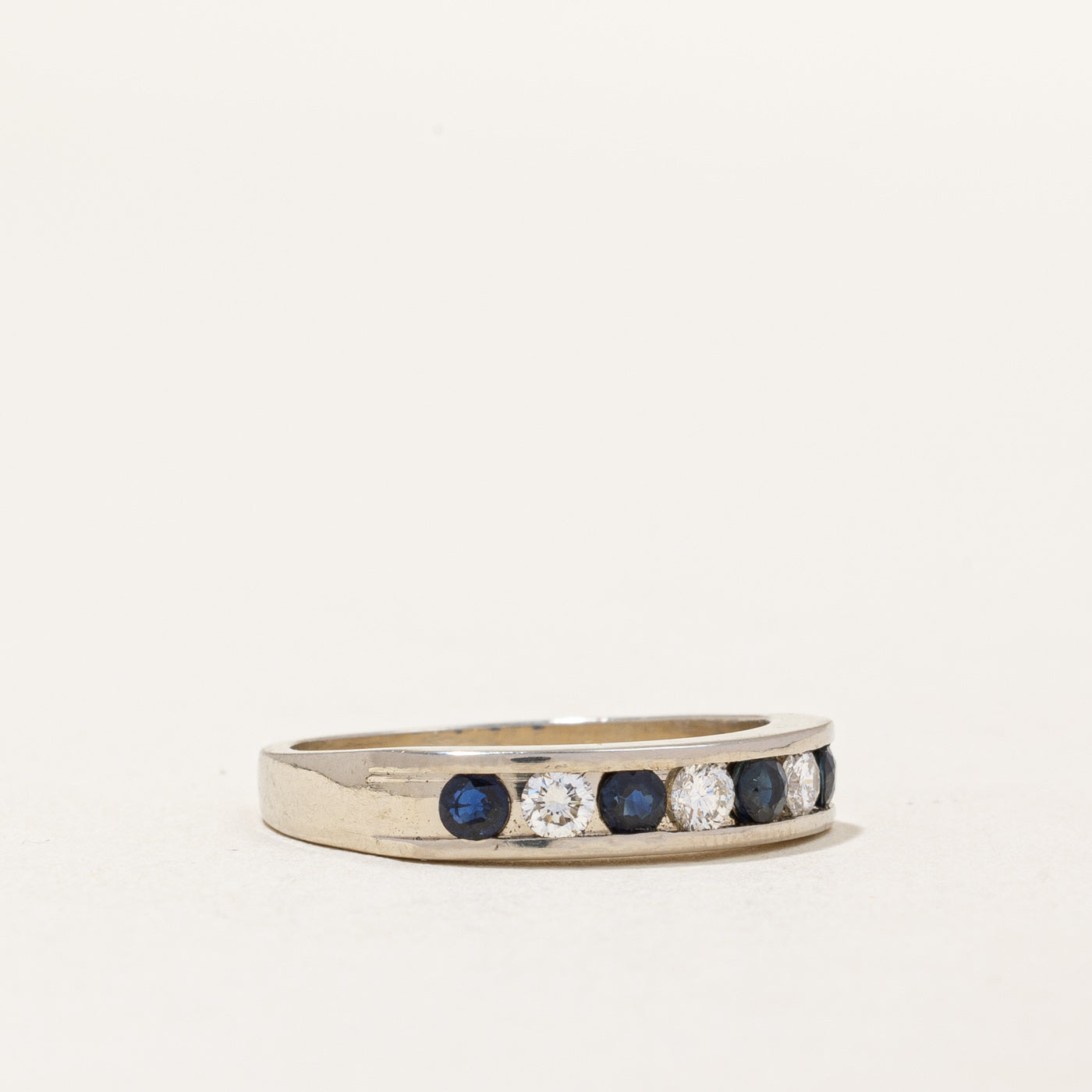 Channel Set Sapphire & Diamond Ring | 0.20ctw, 0.18ctw | SZ 6.5 |