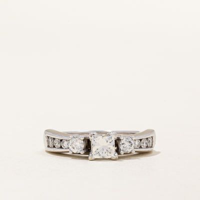 Diamond Princess Cut Trilogy Engagement Ring | 1.12ctw VS1 H | SZ 5.5 |