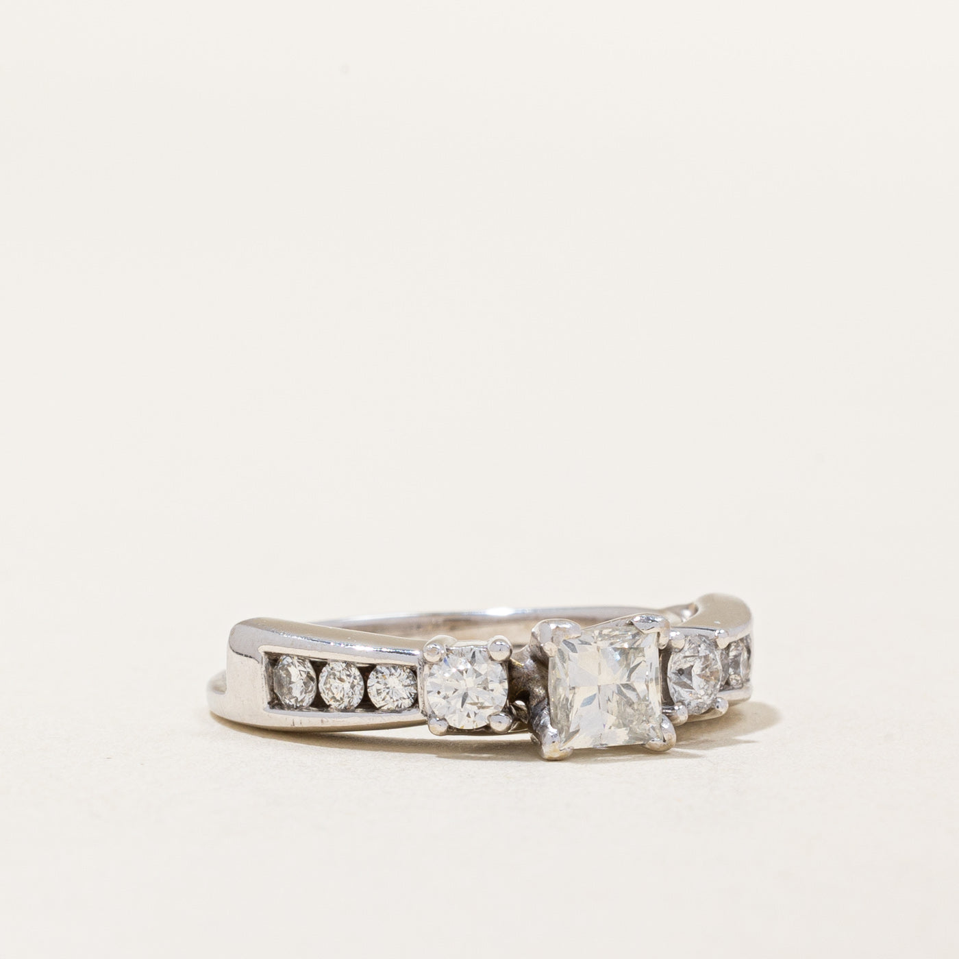 Diamond Princess Cut Trilogy Engagement Ring | 1.12ctw VS1 H | SZ 5.5 |