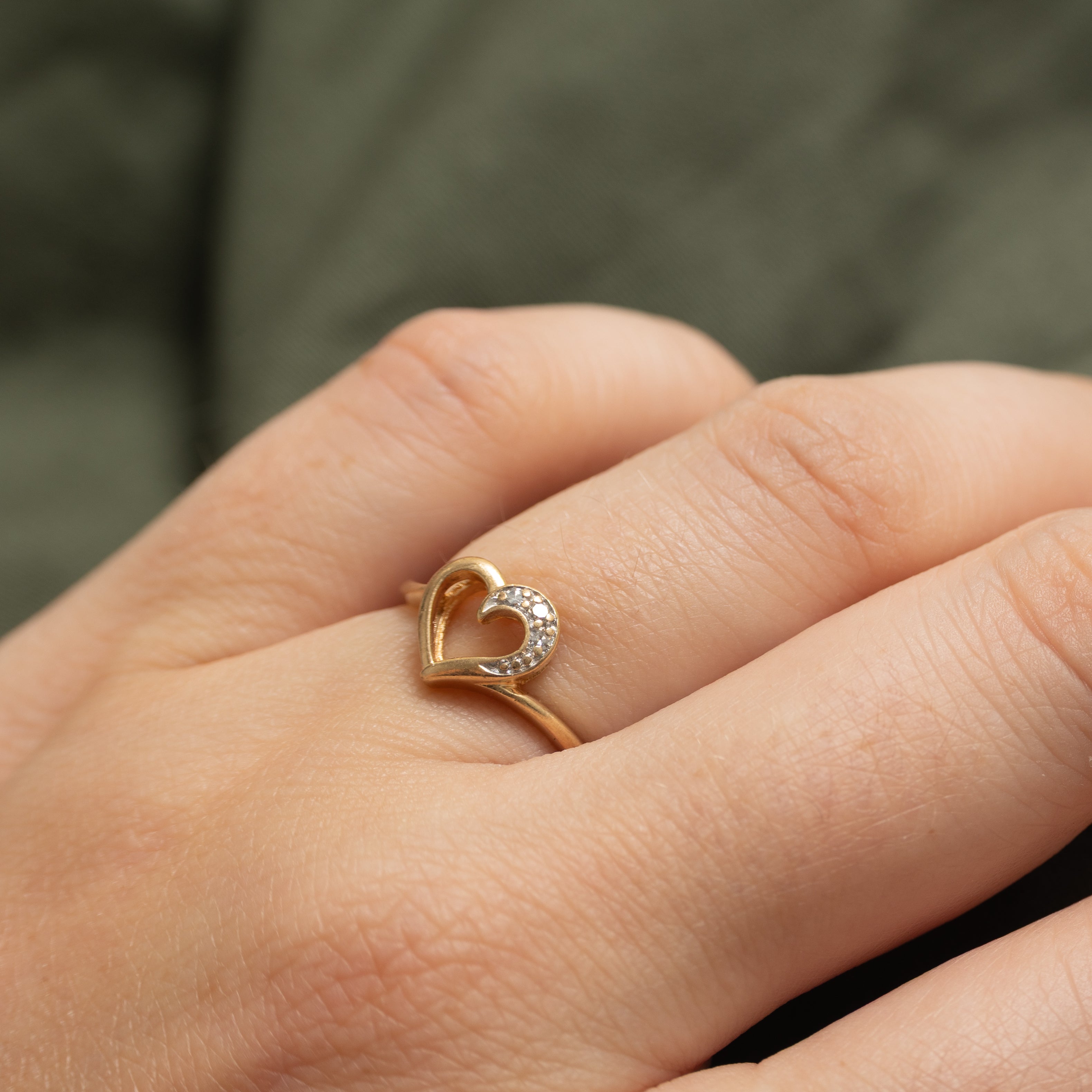 Vintage Canadian Diamond Open Heart Ring | SZ 4.5