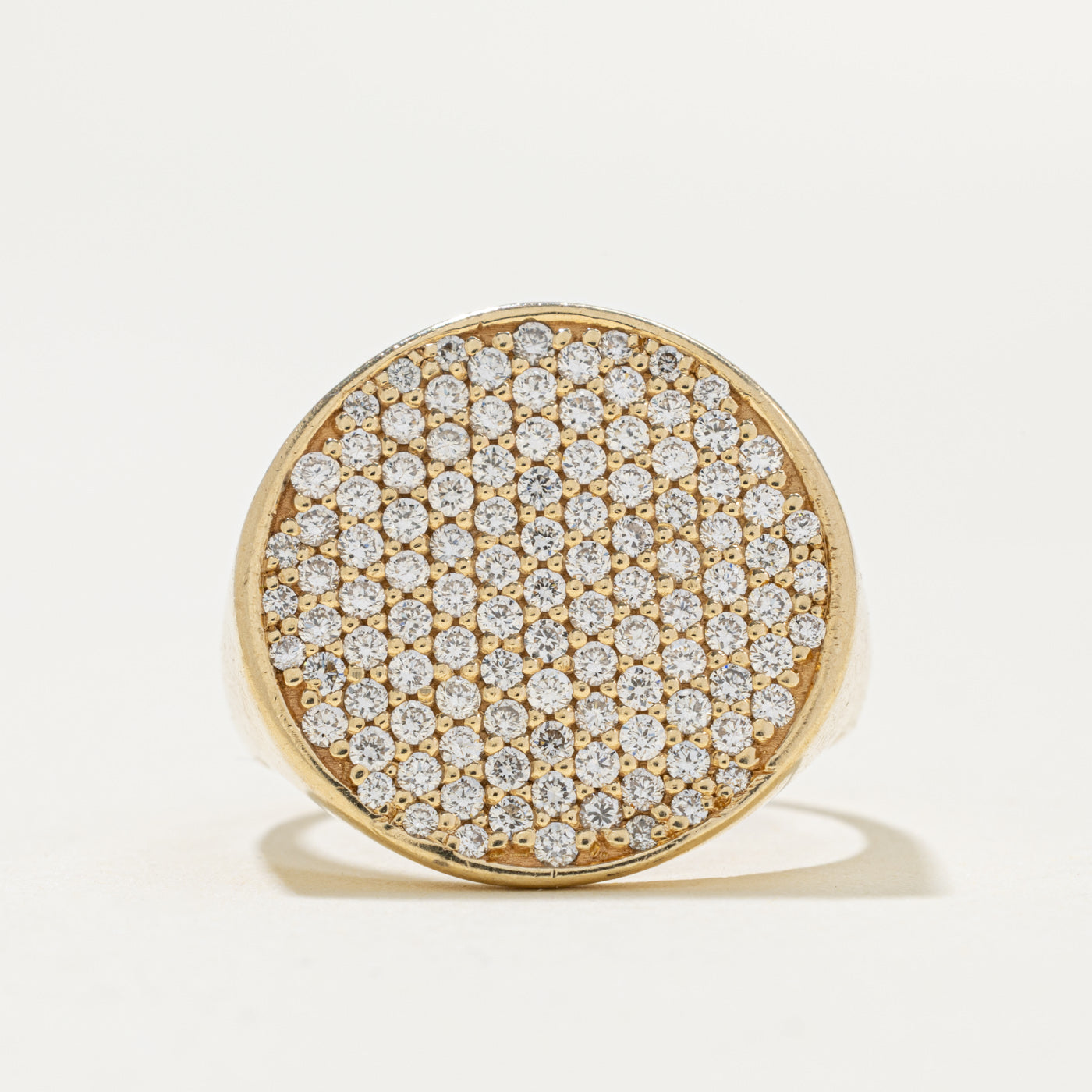 10k Pave Set Diamond Signet Cocktail Ring | 0.55ctw | SZ 7