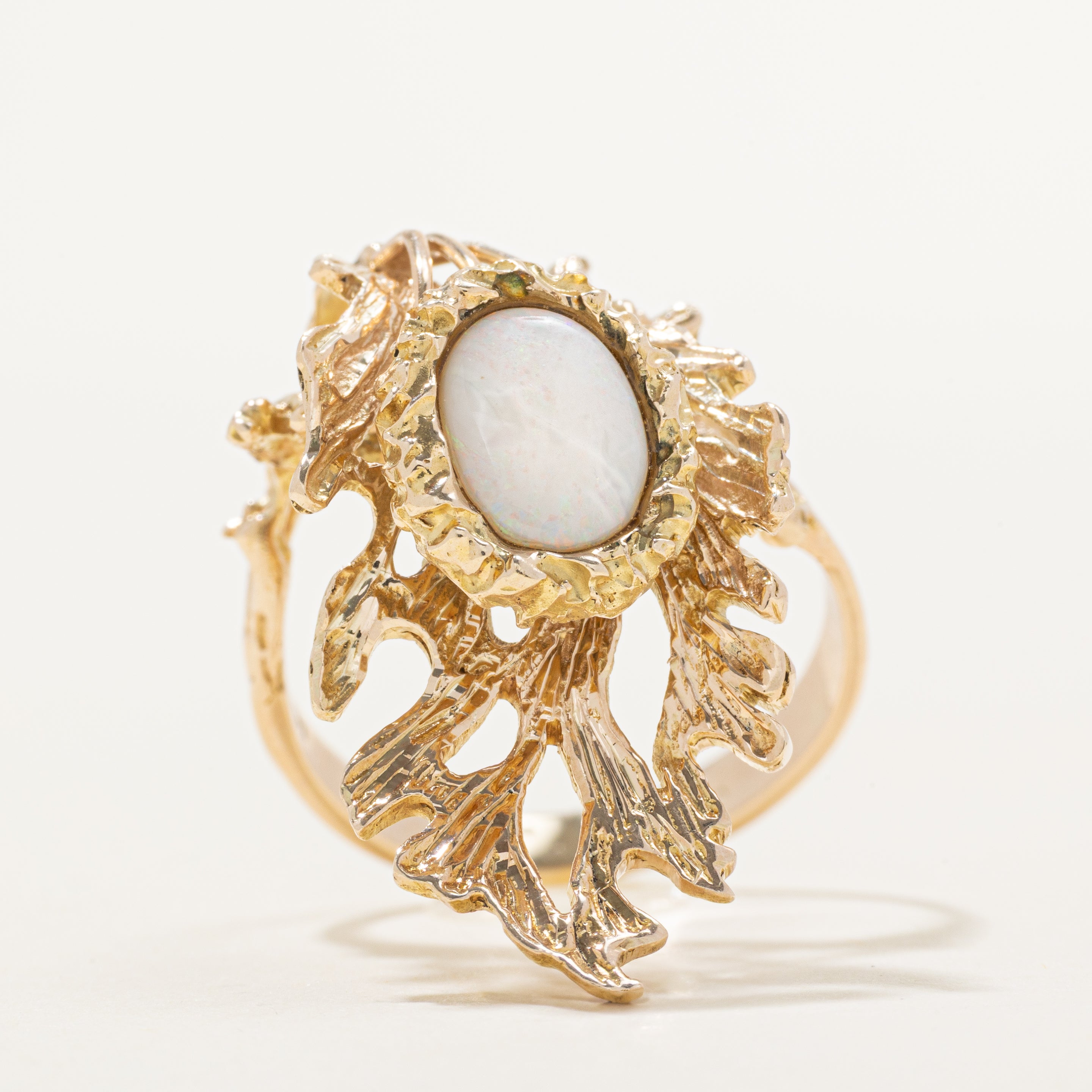 Cabochon Opal Textured Cocktail Ring | 0.73ct | SZ 8