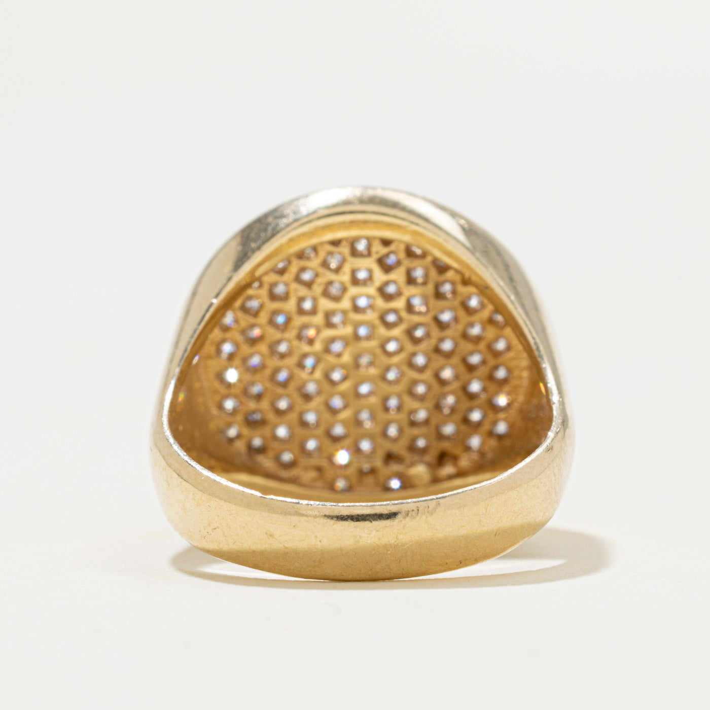 10k Pave Set Diamond Signet Cocktail Ring | 0.55ctw | SZ 7