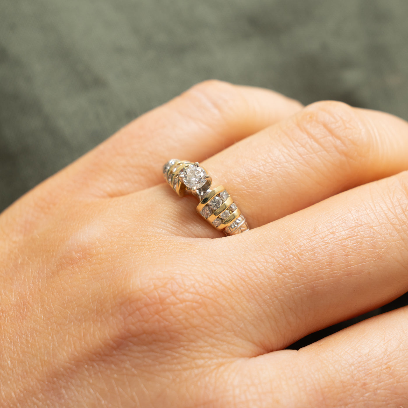 14k Diamond Channel Set Accented Engagement Ring | 0.36ctw | SZ 9