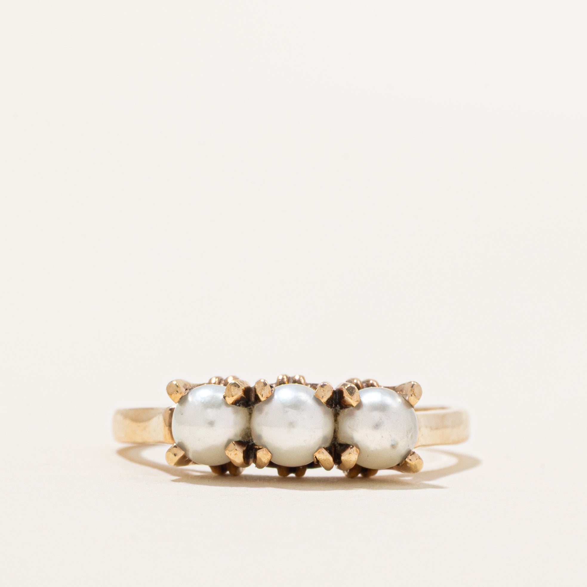 Three Stone Pearl Ring | SZ 8.75 |