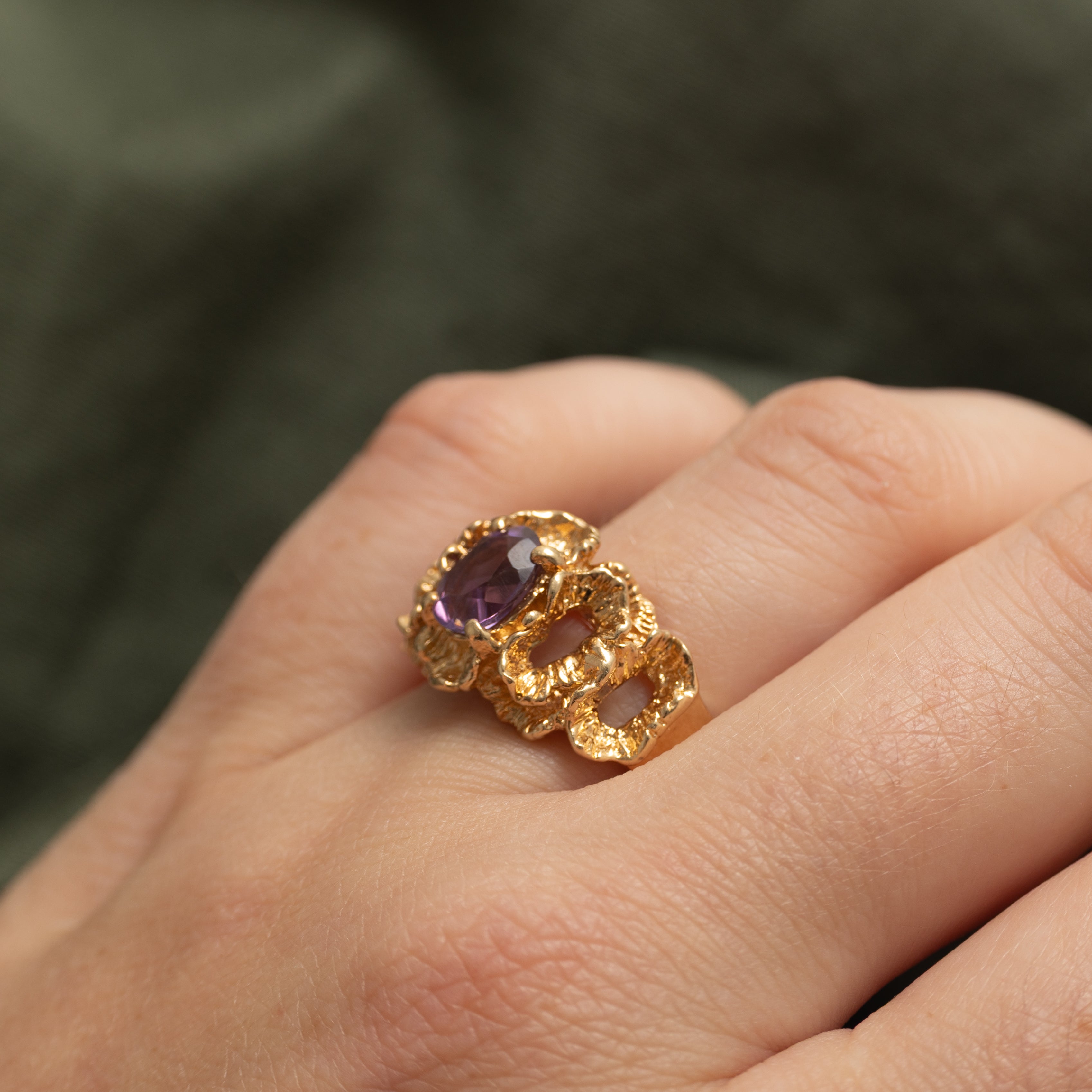 Amethyst Textured Cocktail Ring | 1.00ct | SZ 7