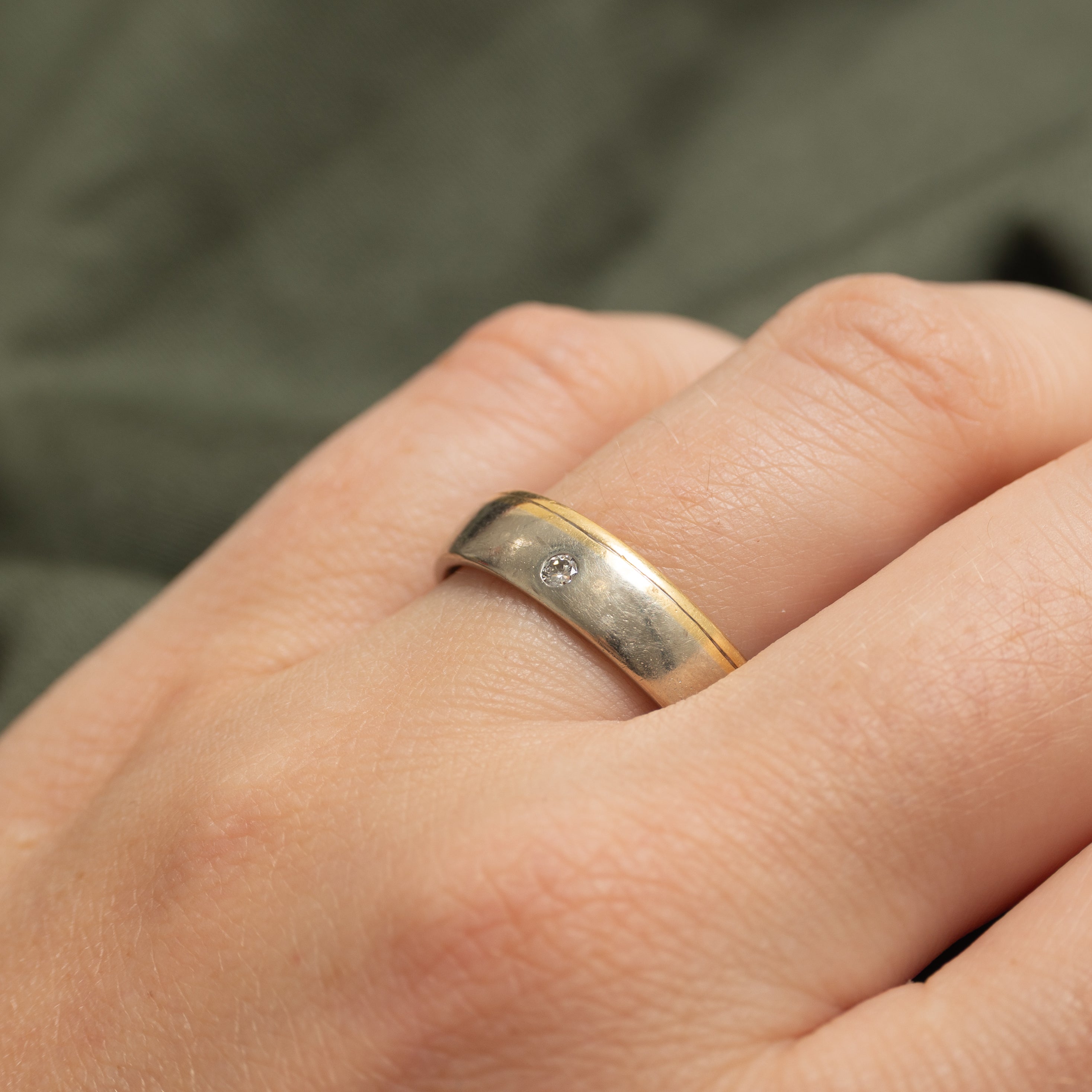 'Birks' 18k Two-Tone Diamond Plain Band | 5.5mm | SZ 9