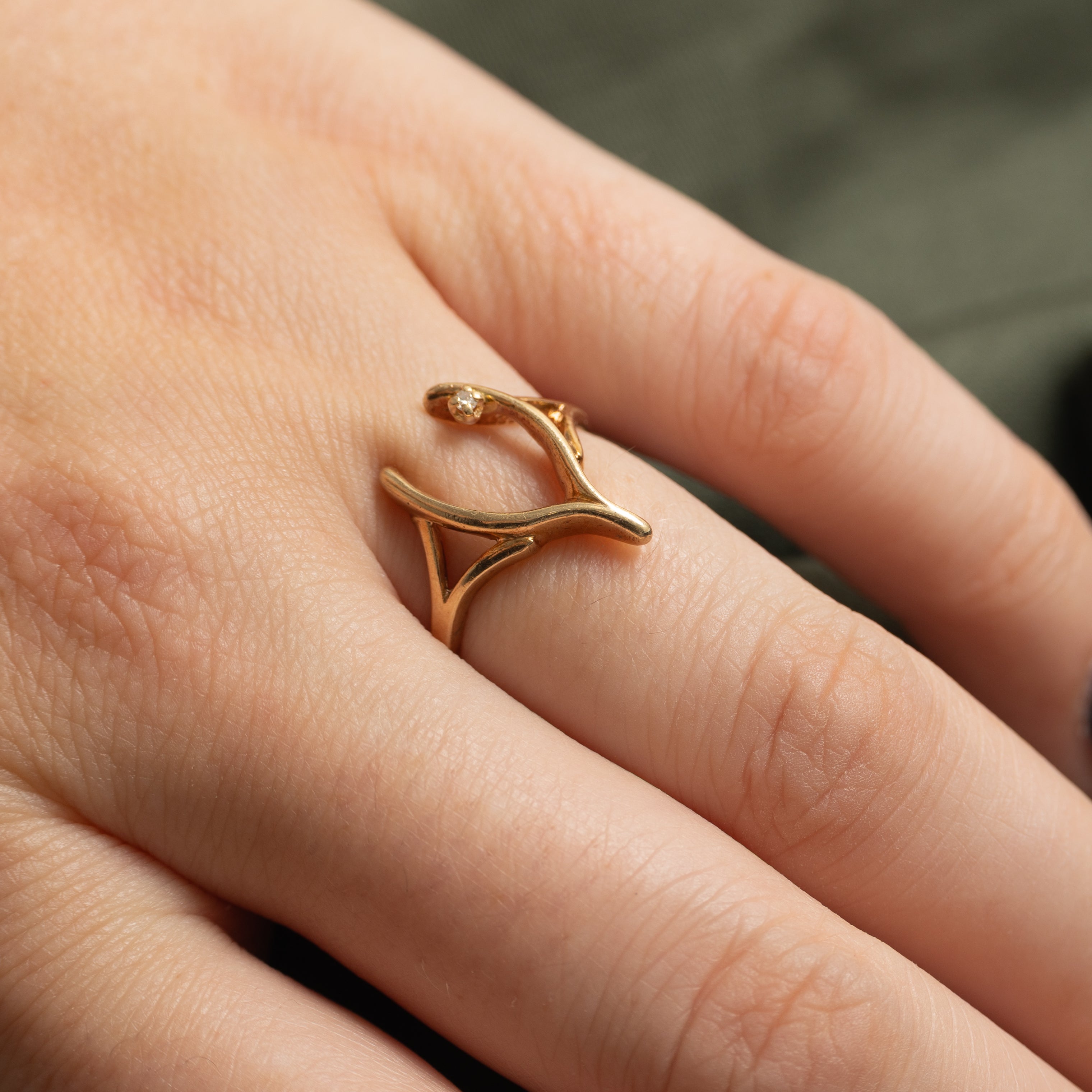Diamond Wishbone Ring | SZ 6