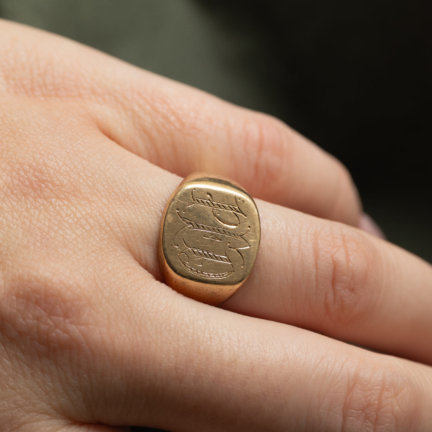 10k Yellow Gold "PED" Initial Signet Ring | SZ 7.5