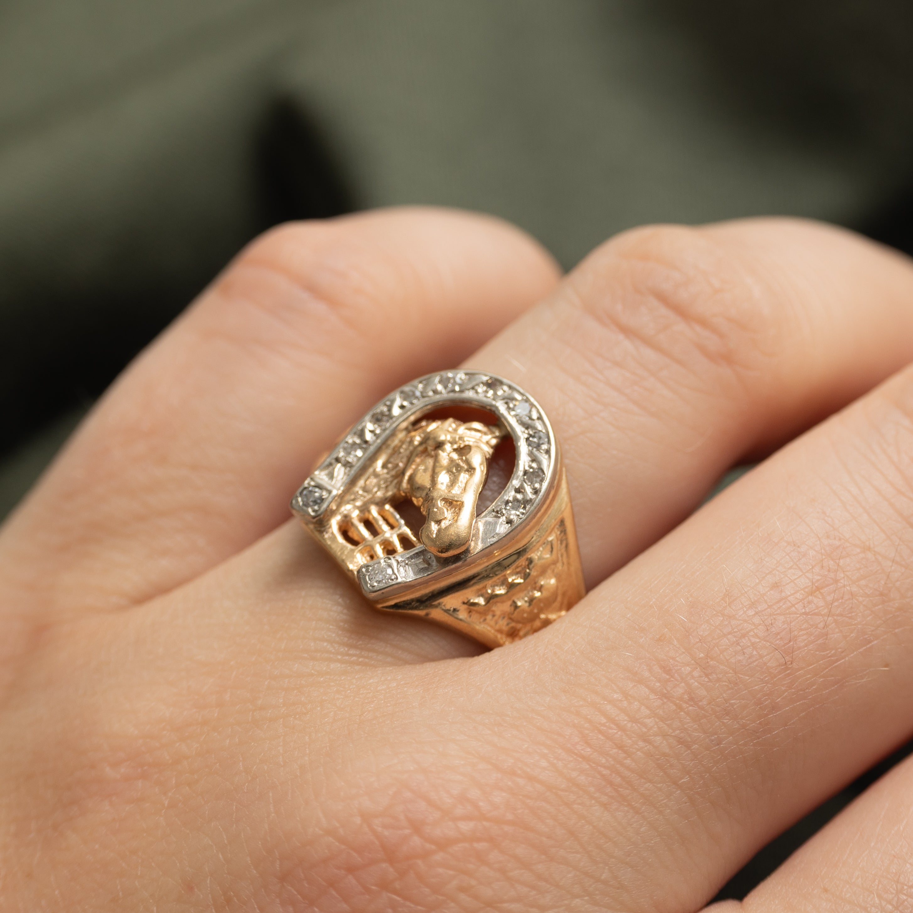 Two-Tone Diamond Horseshoe Ring | SZ 8.5