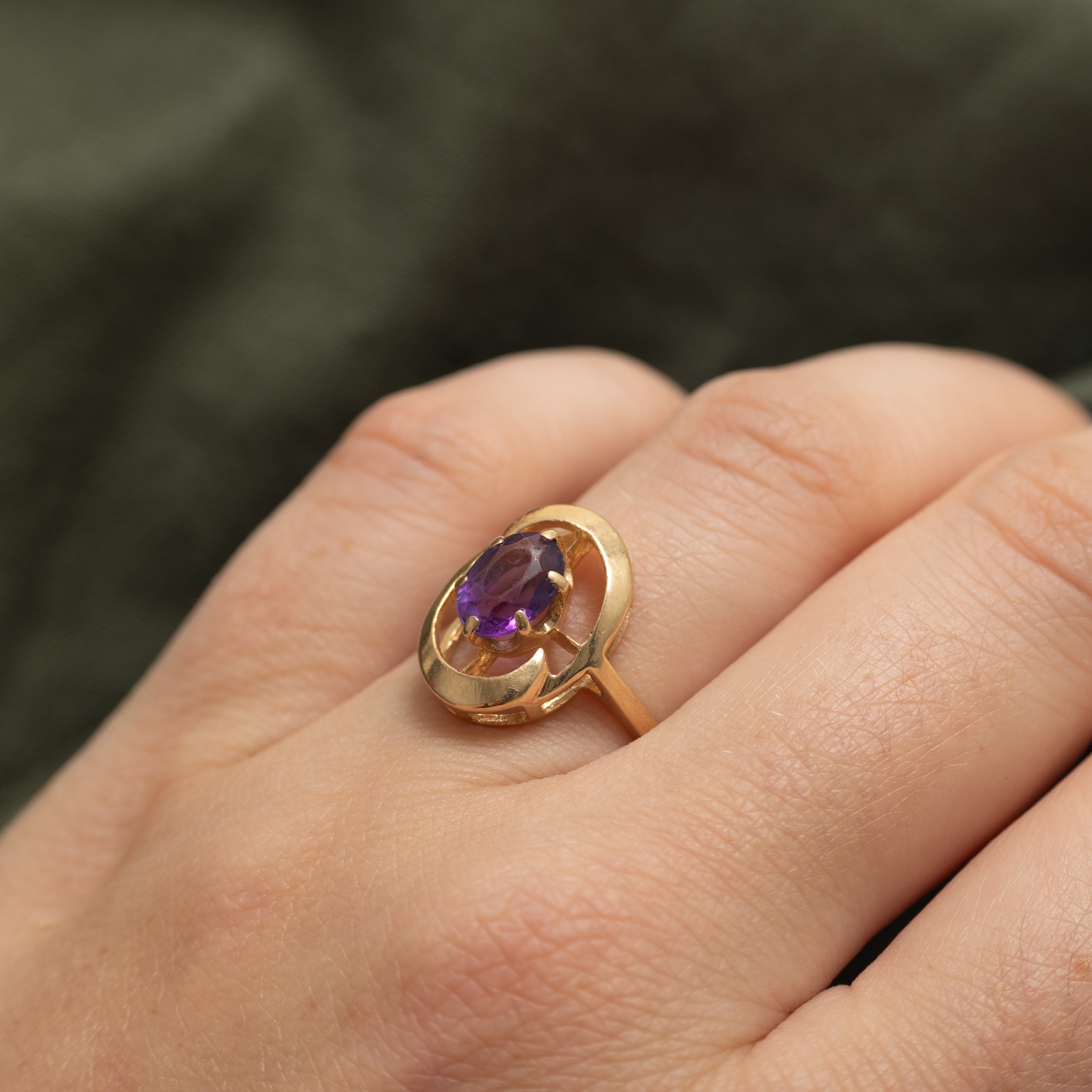 Oval Cut Amethyst Openwork Ring | 1.00ct | SZ 6.5