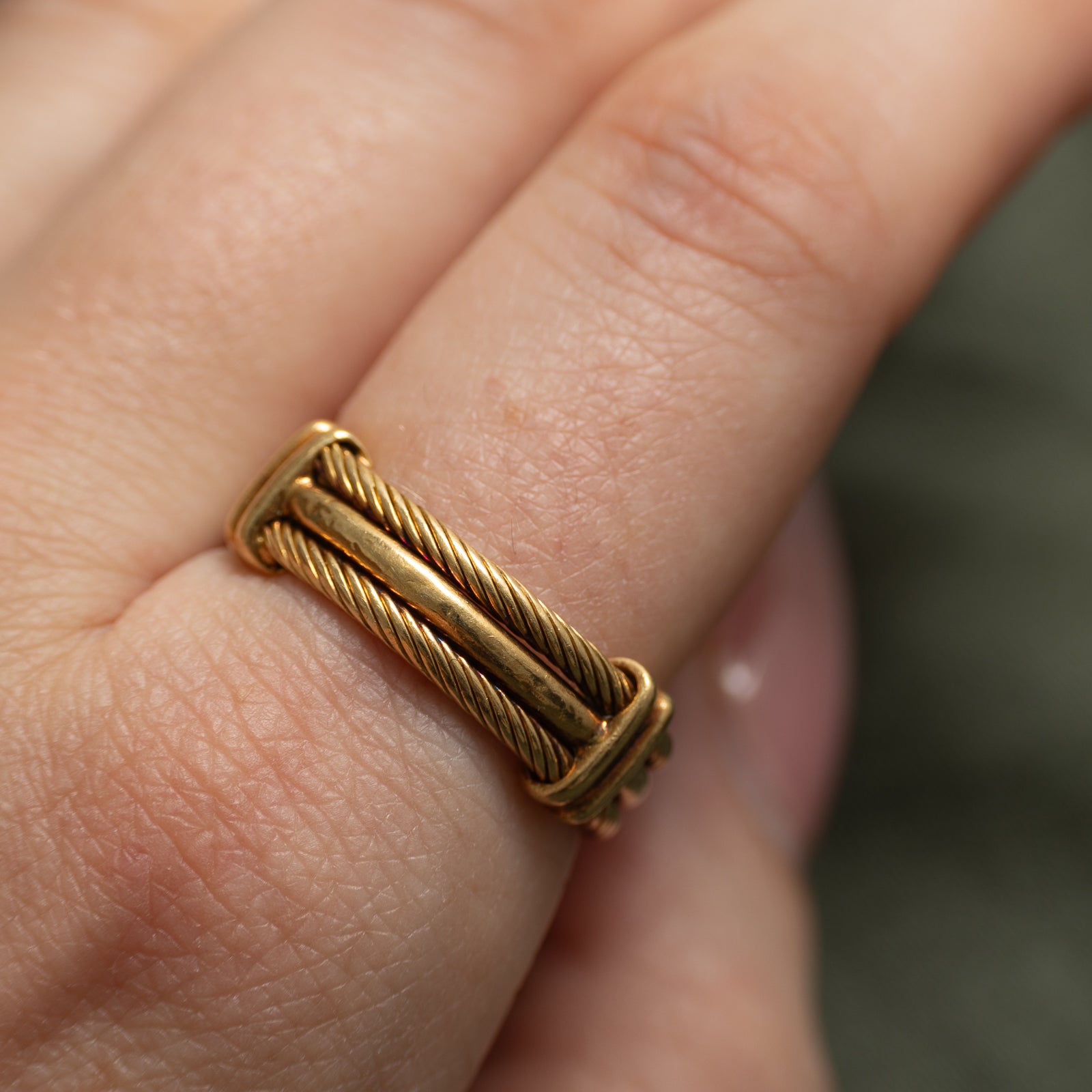 18k Yellow Gold Layered Rope Ring | 6mm | SZ 8.25