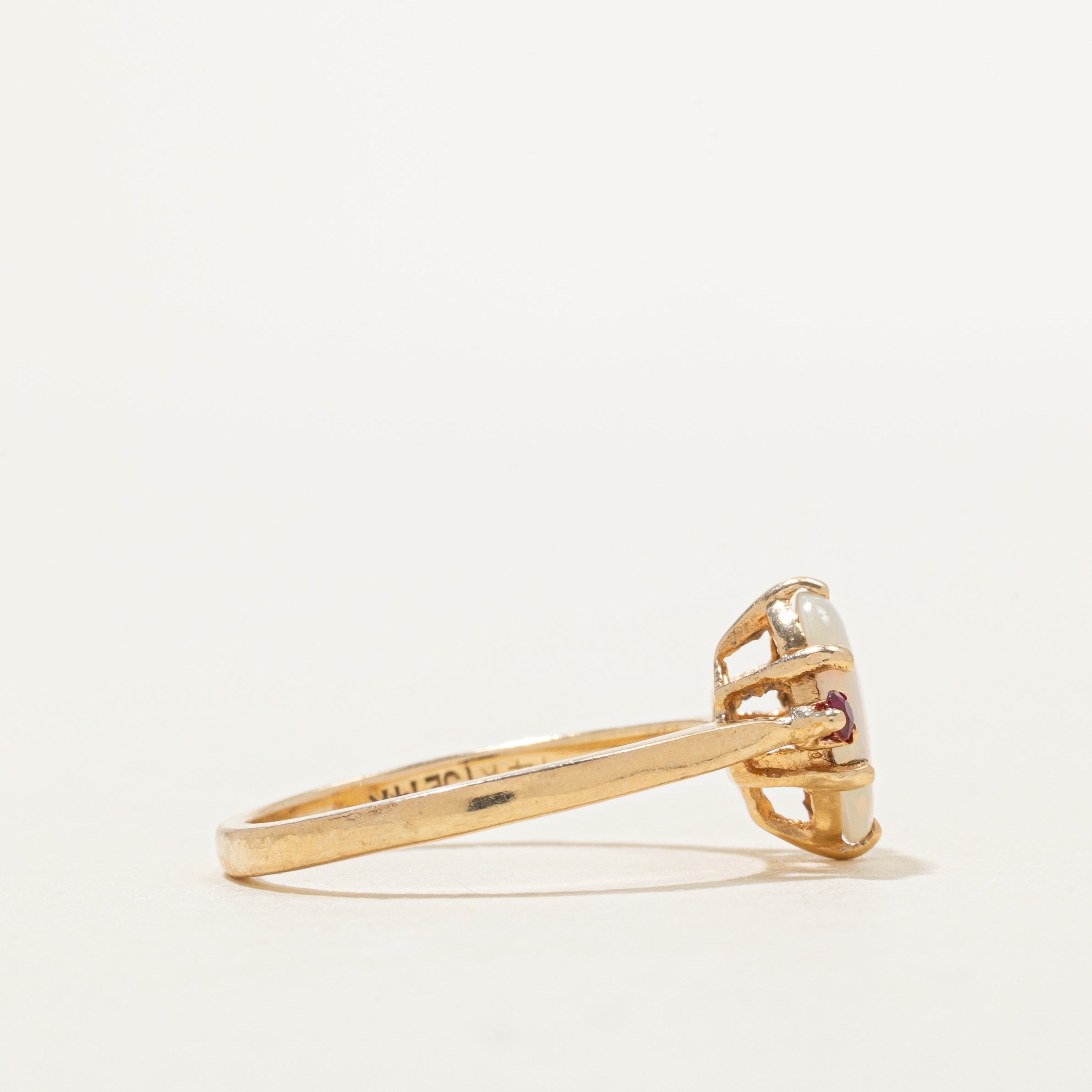 Cabochon Opal & Ruby Ring | 0.57ct, 0.03ctw | SZ 6.75
