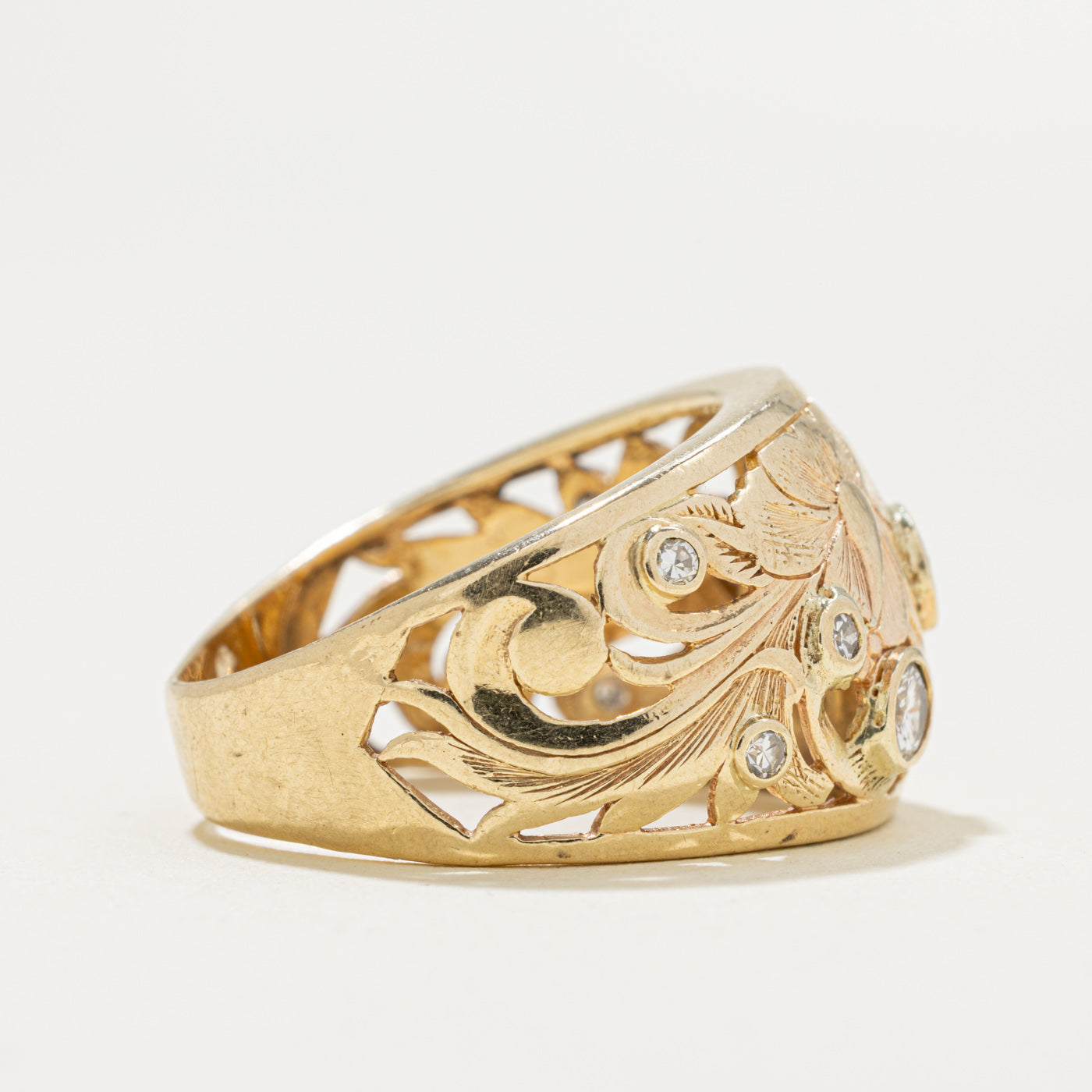 14k Scattered Diamond Openwork Floral Ring | 0.48ctw | SZ 8.25