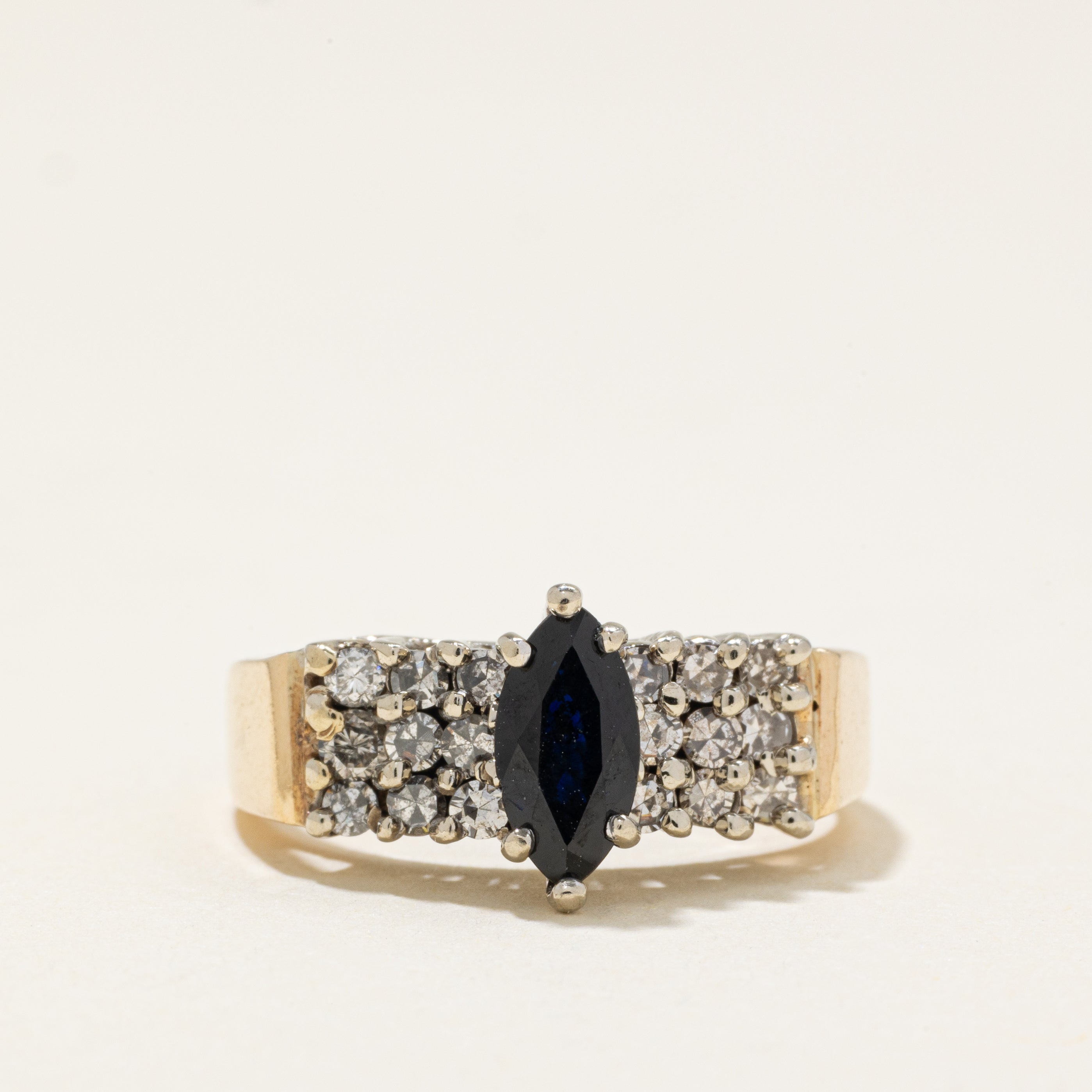 Marquise Cut Sapphire & Diamond Accented Ring | 0.6ct, 0.36ctw | SZ 6.25 |