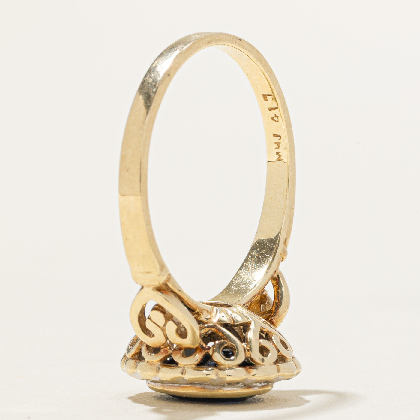 Bezel Set Sapphire & Diamond Halo Ring | 1.00ct, 0.04ct | SZ 7