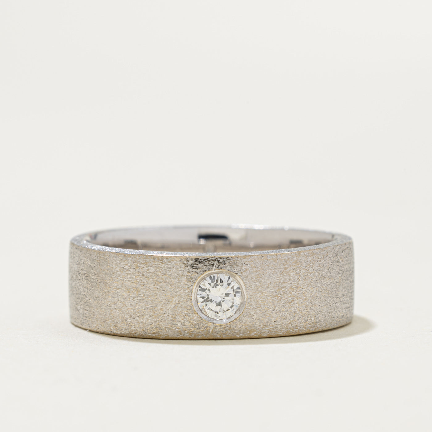 18k Bezel Set Diamond Matte Band | 0.20ct | 6.50mm | SZ 10.5