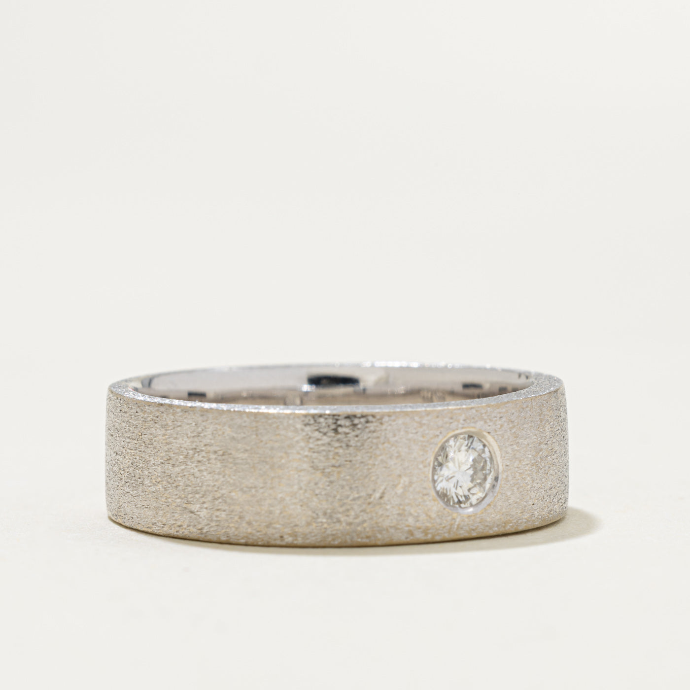 18k Bezel Set Diamond Matte Band | 0.20ct | 6.50mm | SZ 10.5
