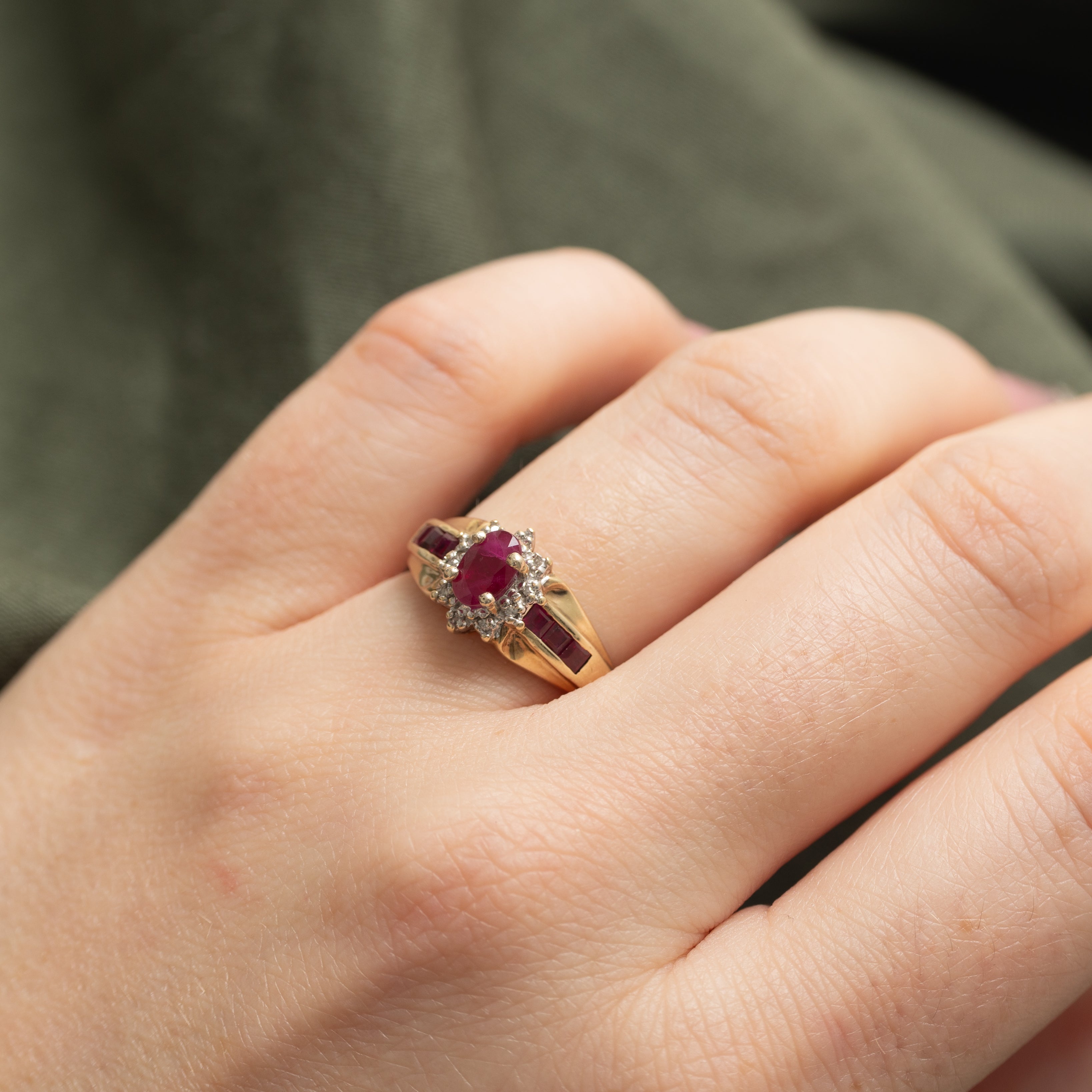 Ruby & Diamond Petal Halo Ring | 0.5ctw, 0.04ctw | SZ 6.25 |