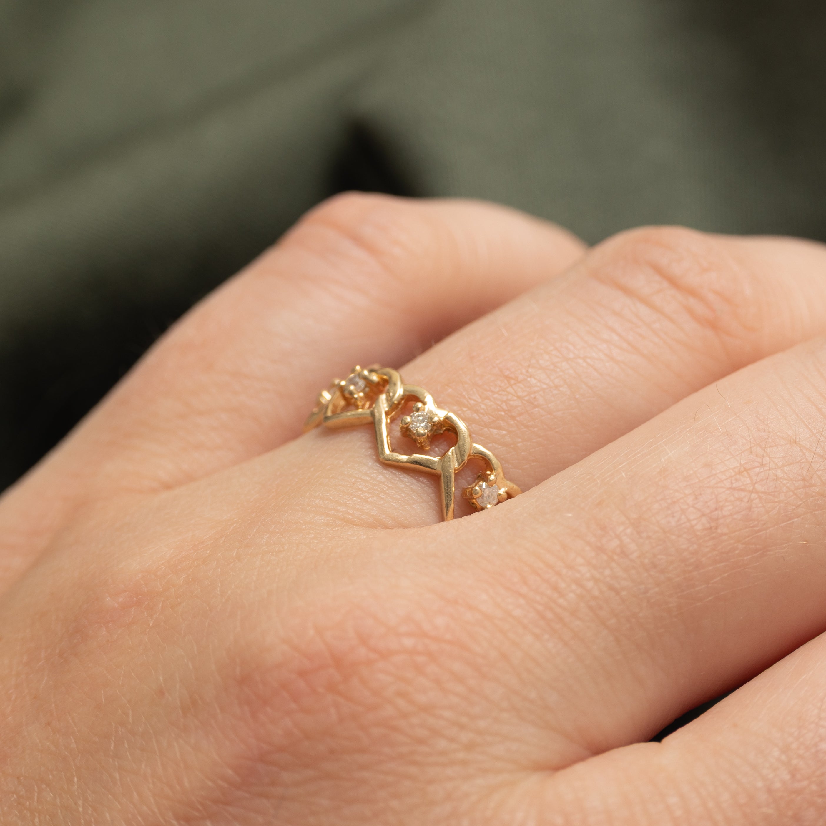 Four Stone Diamond Open Hearts Ring | SZ 7