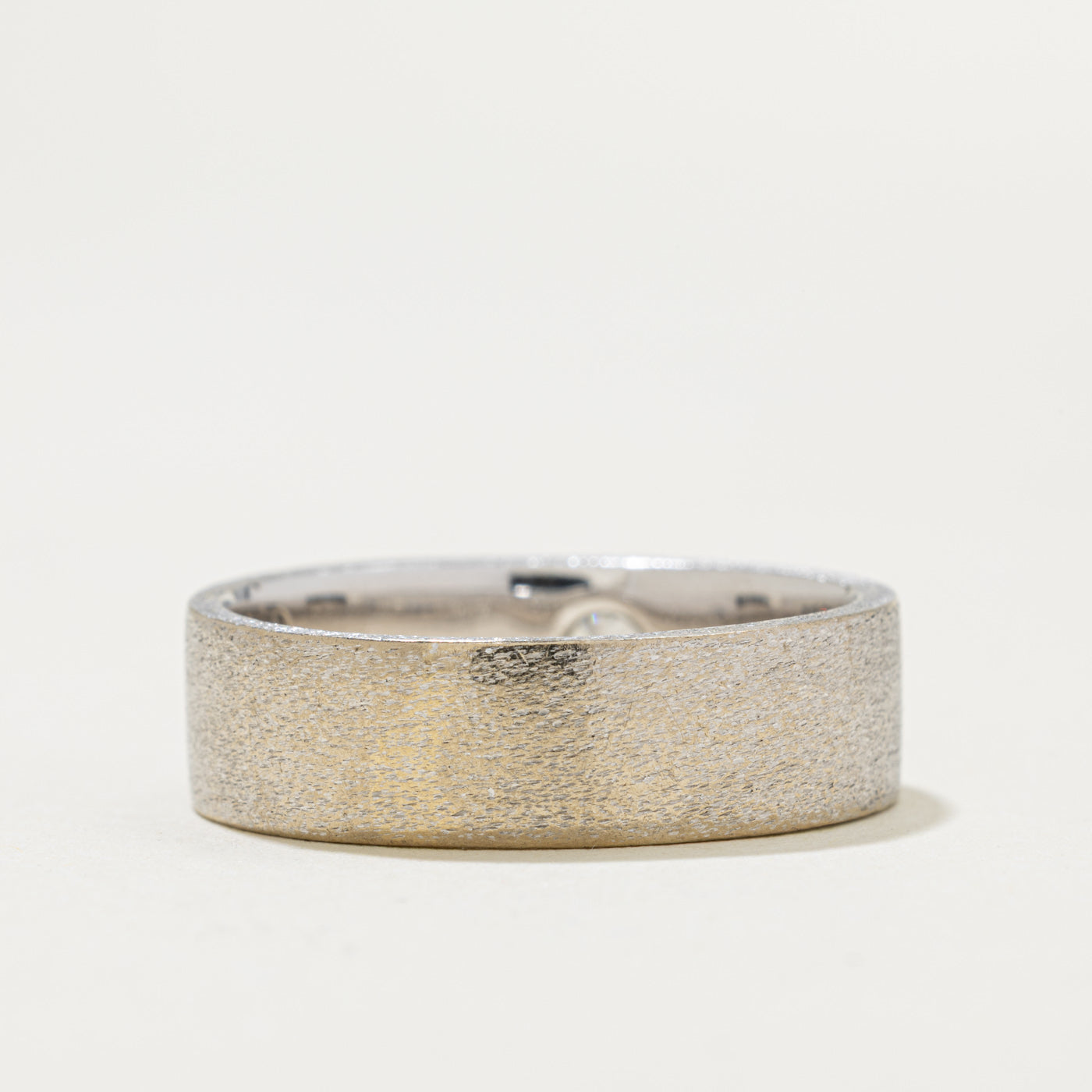 18k Bezel Set Diamond Matte Band | 0.20ct | 6.50mm | SZ 10.5