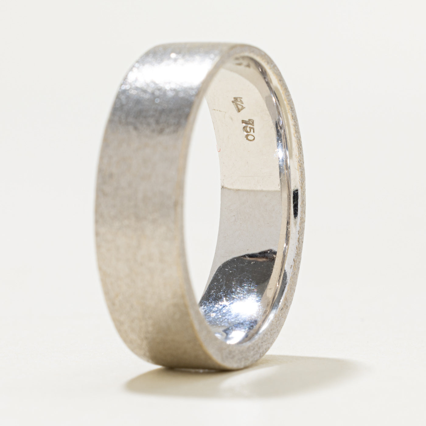 18k Bezel Set Diamond Matte Band | 0.20ct | 6.50mm | SZ 10.5