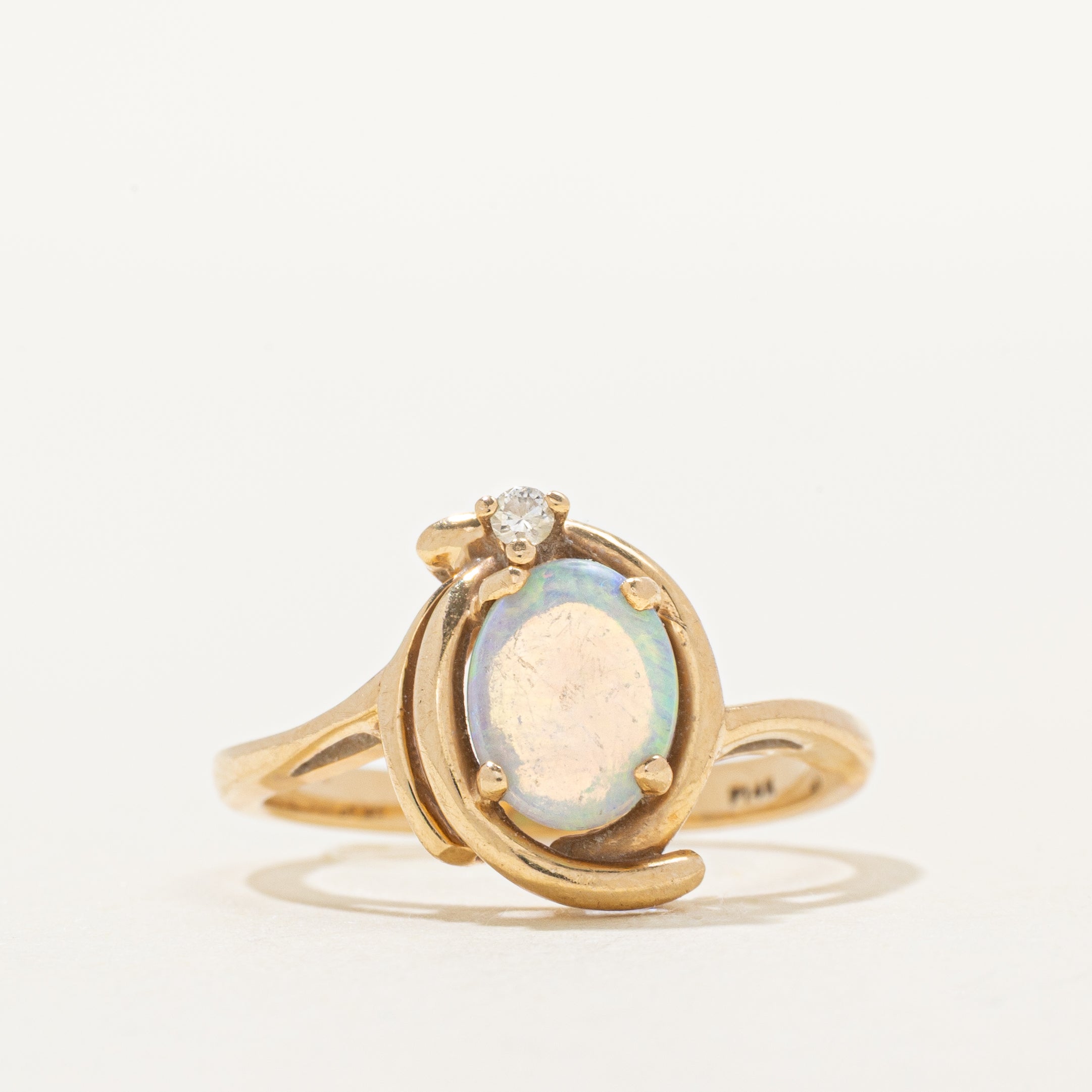 Cabochon Opal & Diamond Ring | 0.50ct, 0.02ct | SZ 6