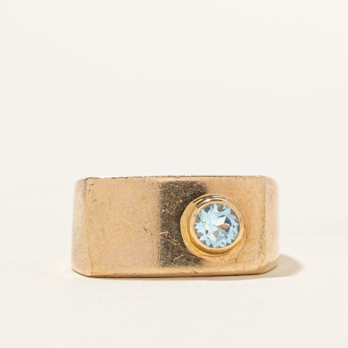 Bezel Set Blue Topaz Chunky Soft Square Band | 0.30ct | SZ 6.75