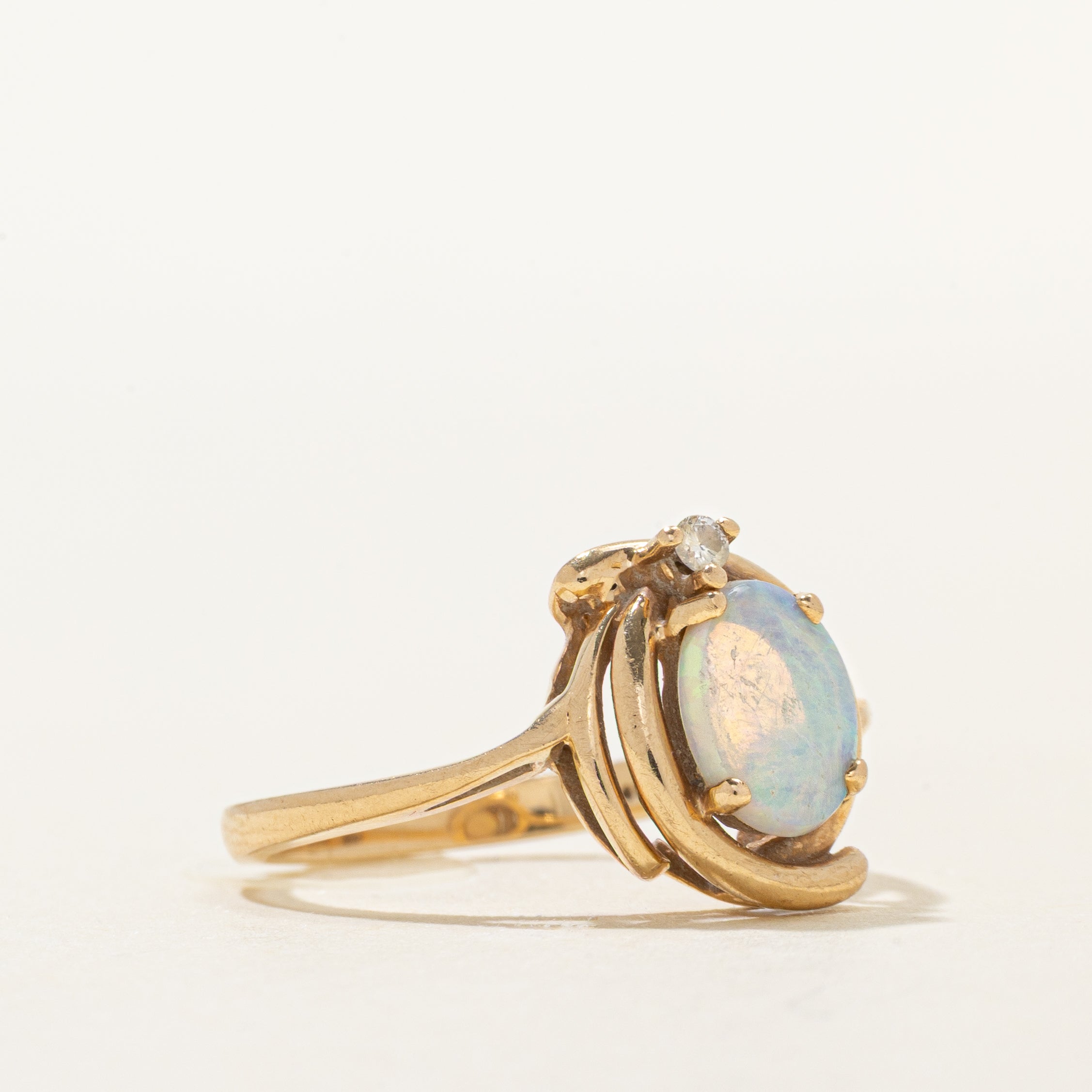 Cabochon Opal & Diamond Ring | 0.50ct, 0.02ct | SZ 6