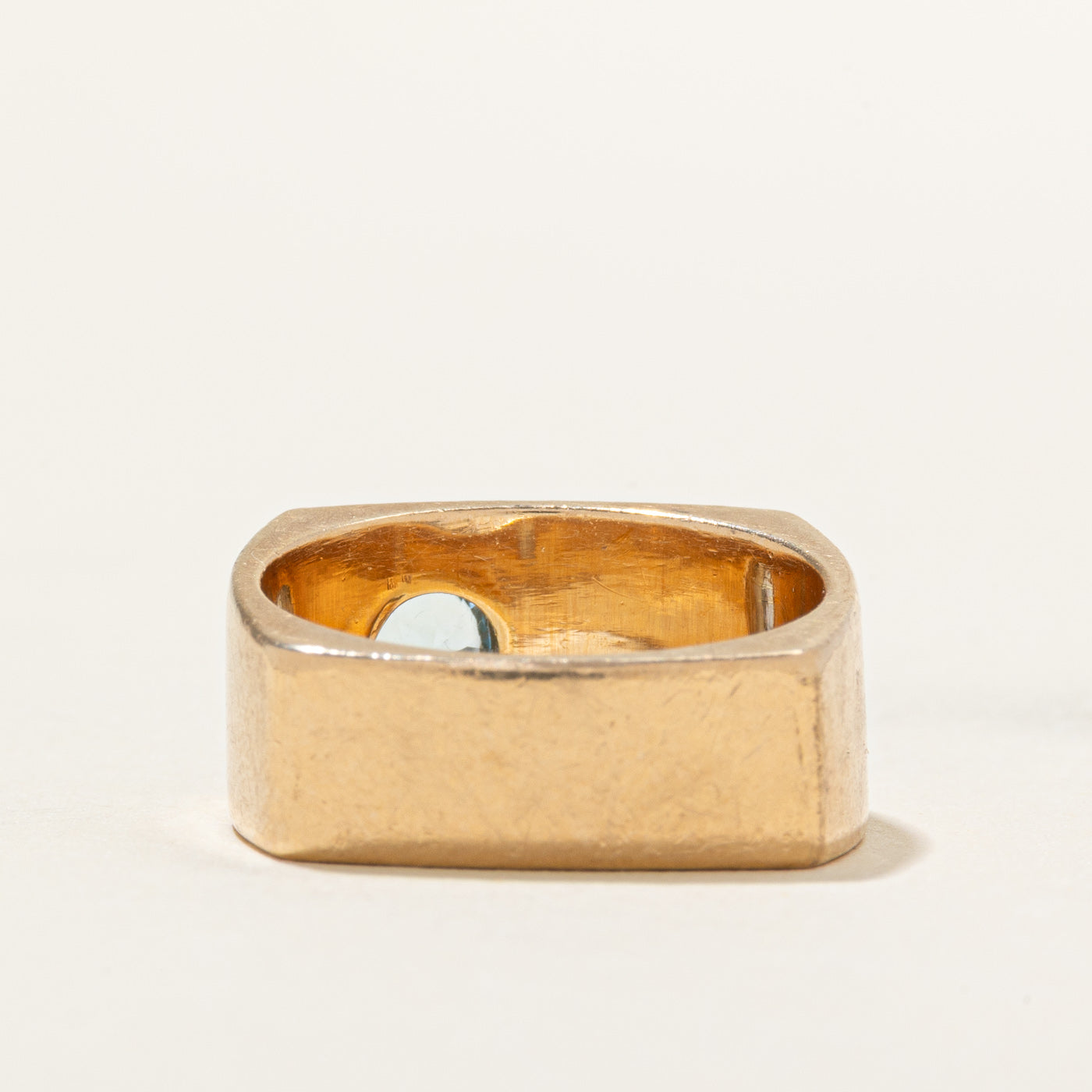 Bezel Set Blue Topaz Chunky Soft Square Band | 0.30ct | SZ 6.75