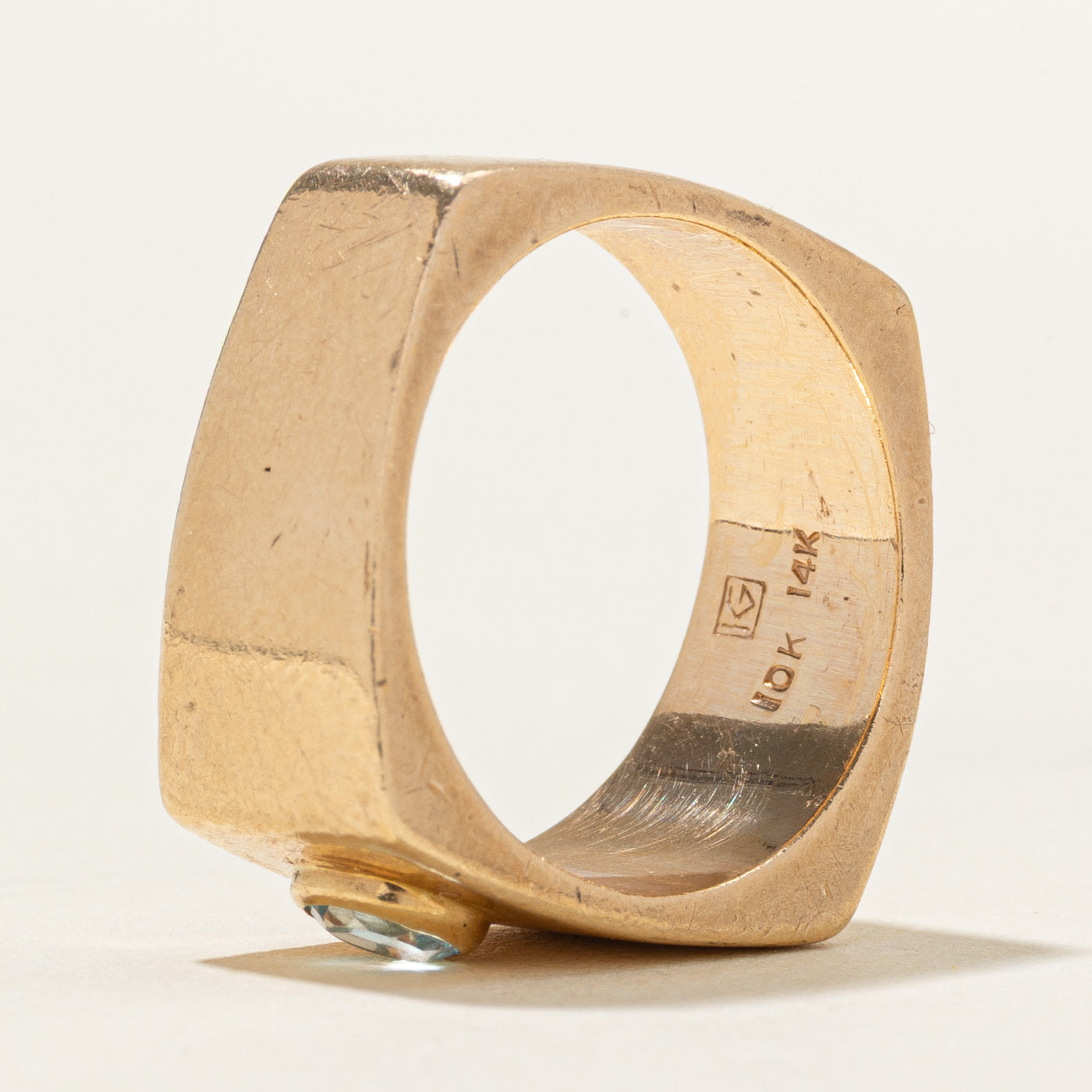 Bezel Set Blue Topaz Chunky Soft Square Band | 0.30ct | SZ 6.75