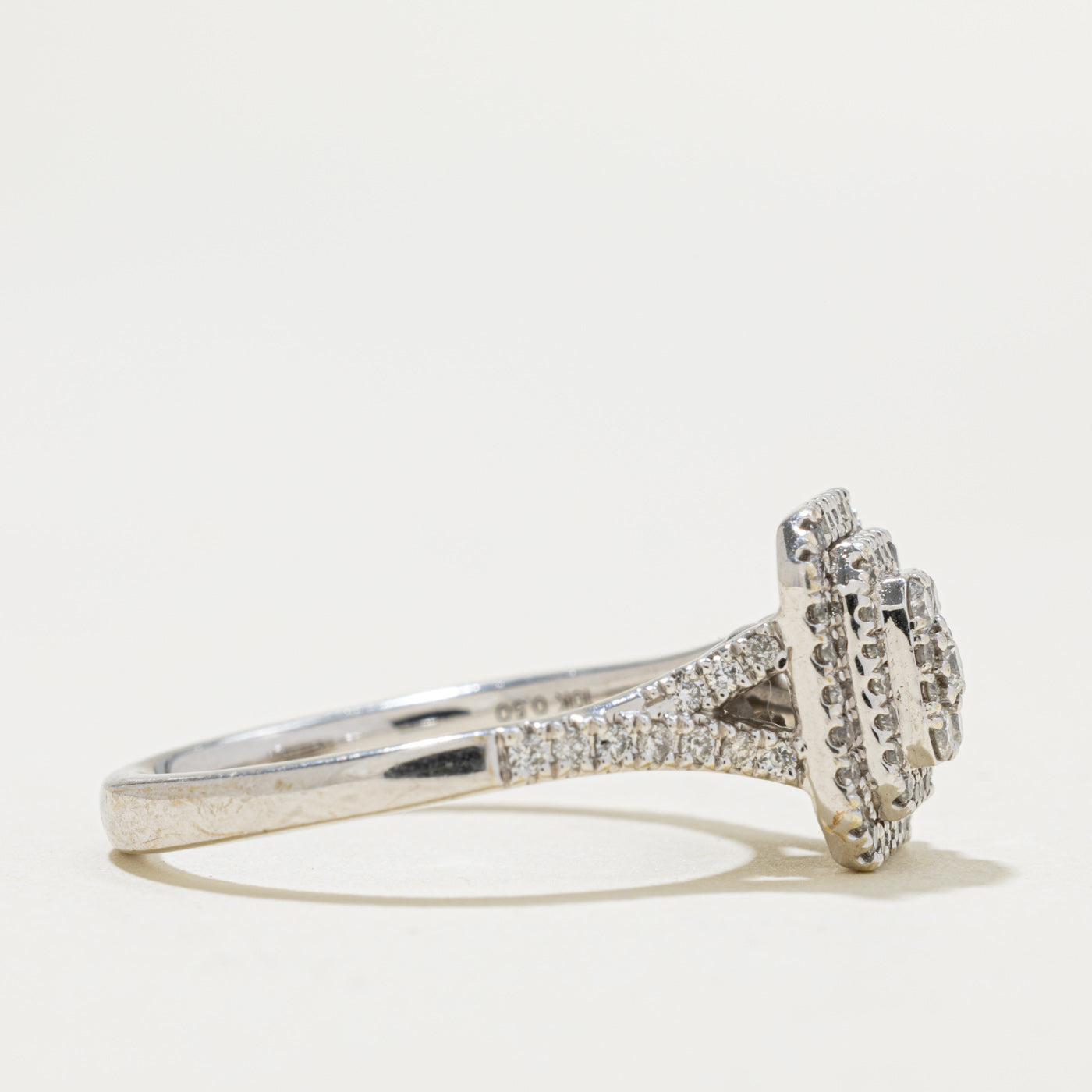 10k Pave Set Diamond Cluster Halo Ring | 0.50ctw | SZ 7.5