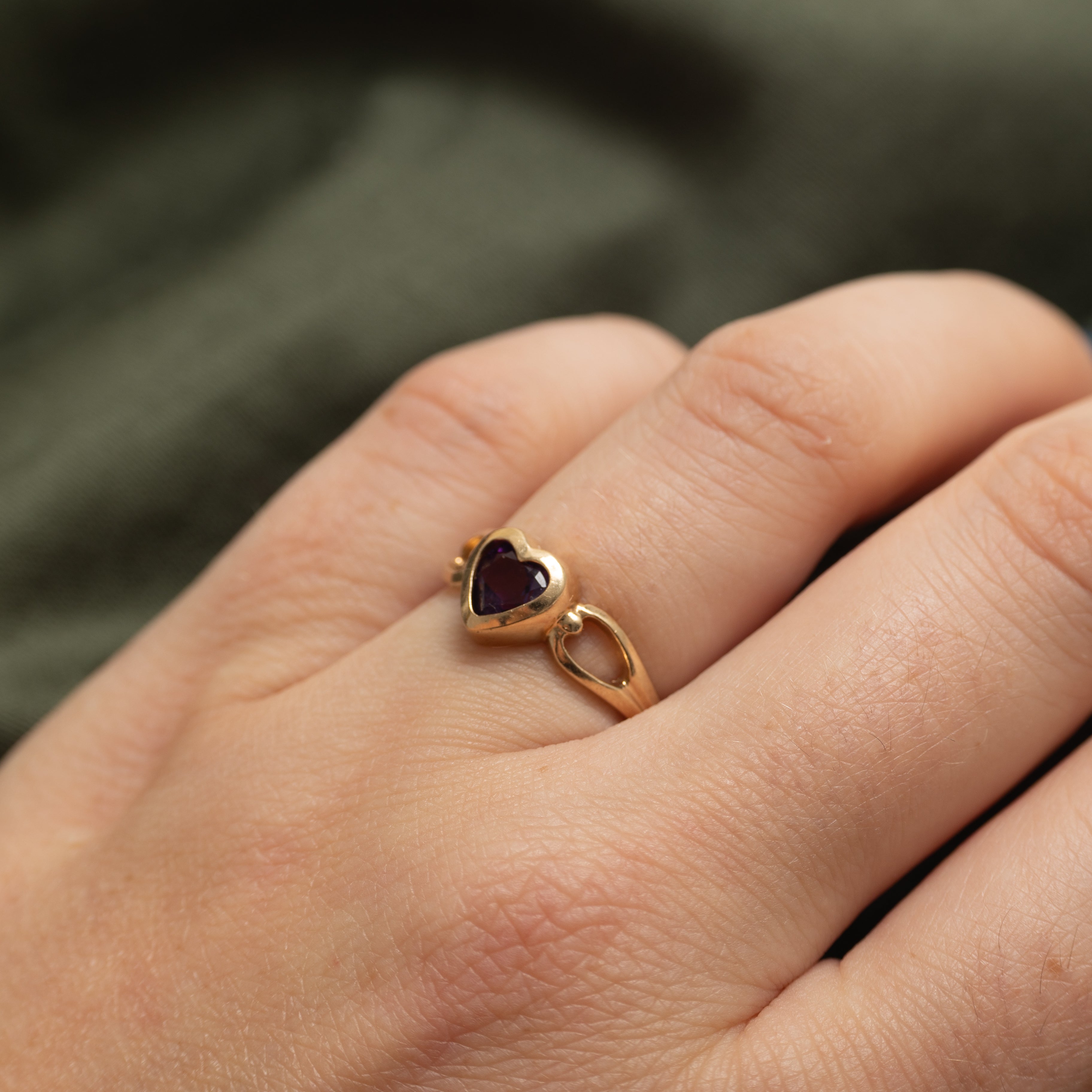 Bezel Set Heart Cut Amethyst Ring | 0.70ct | SZ 5.25