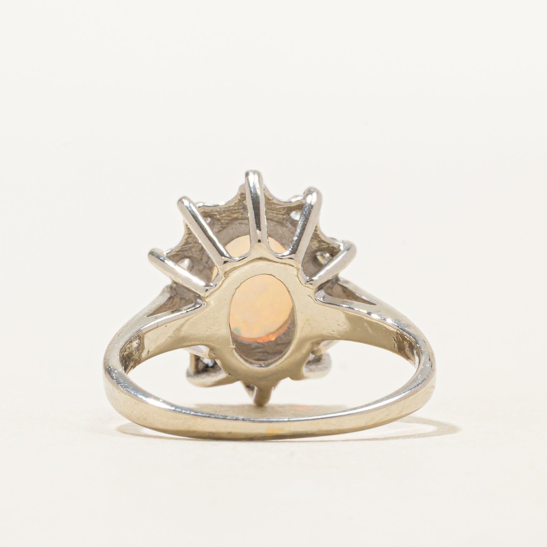 Cabochon Opal & Diamond Petal Ring | 0.52ct, 0.15ctw | SZ 4.5