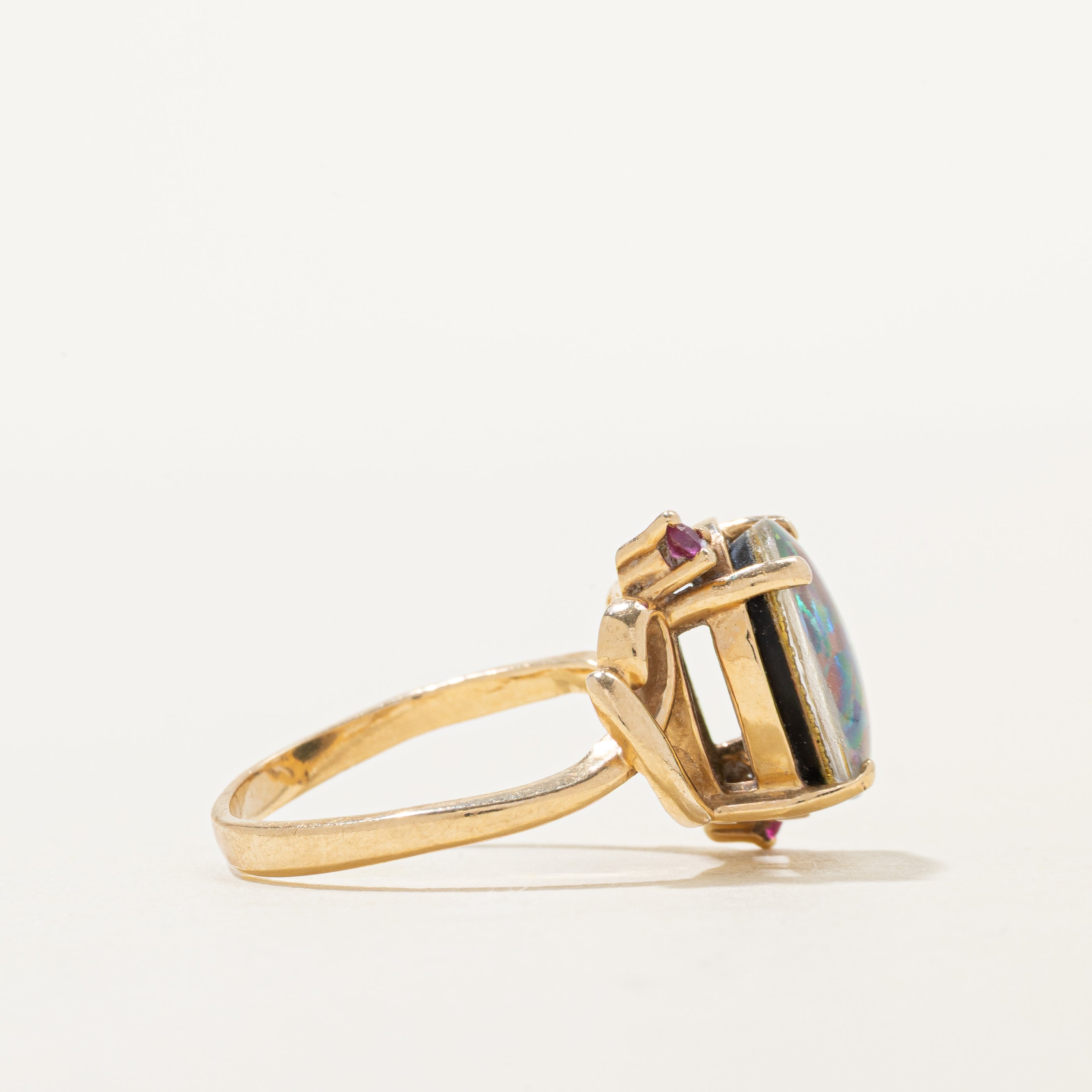 Cabochon Opal & Ruby Ring | 2.09ct, 0.05ctw | SZ 7.25