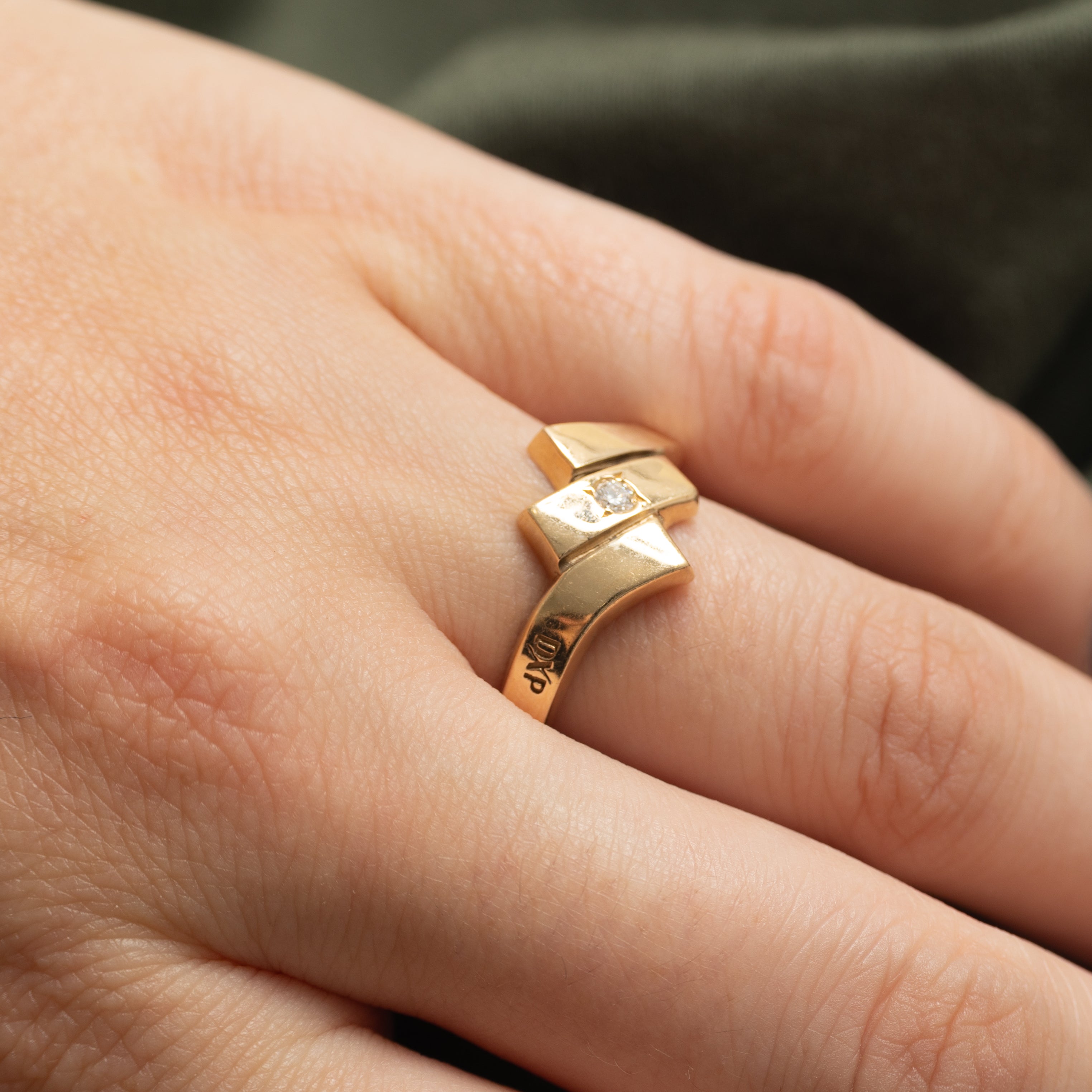 Diamond Geometric Bypass Ring | 0.05ct | SZ 8